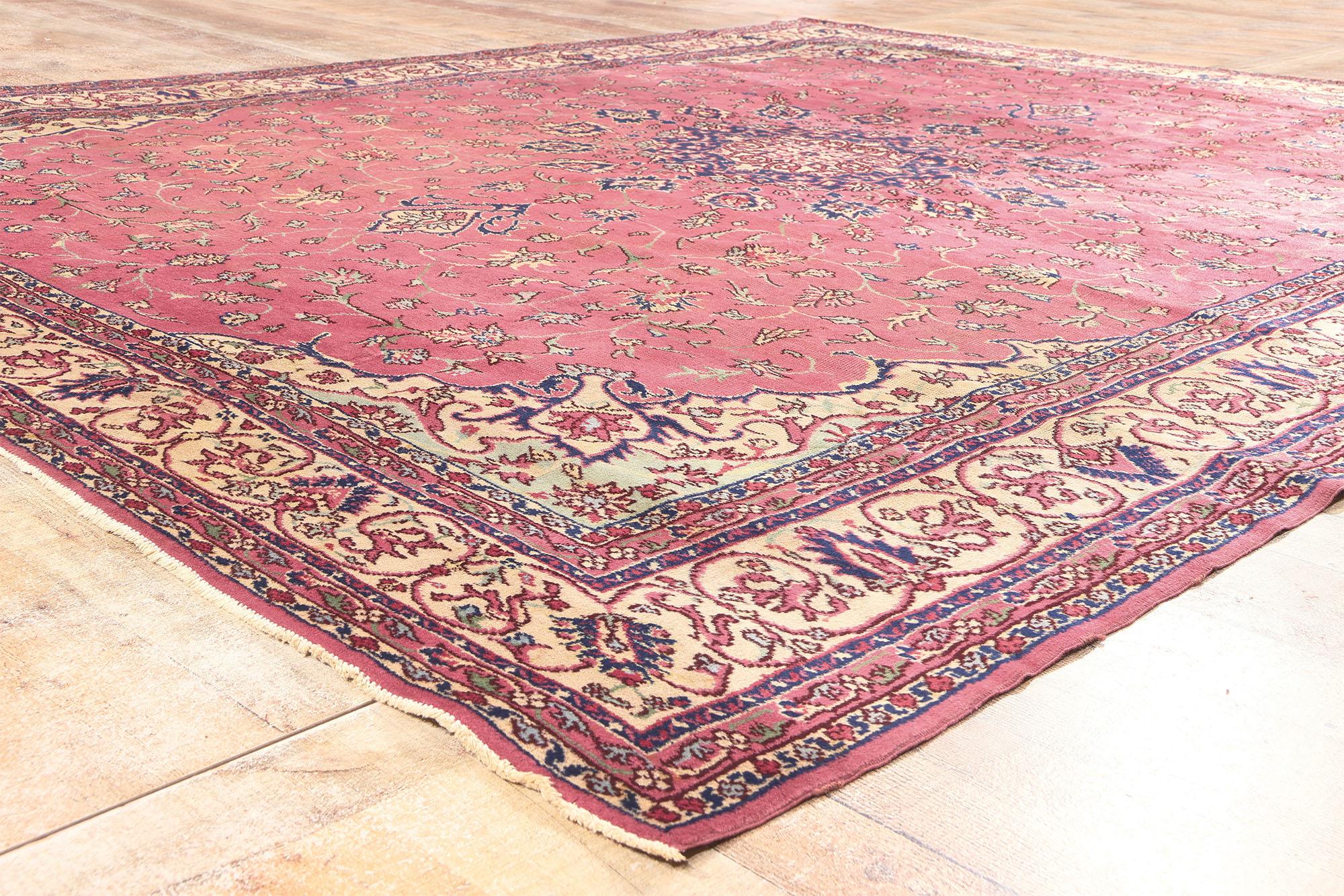 20th Century Antique Pink Turkish Floral Sparta Rug For Sale