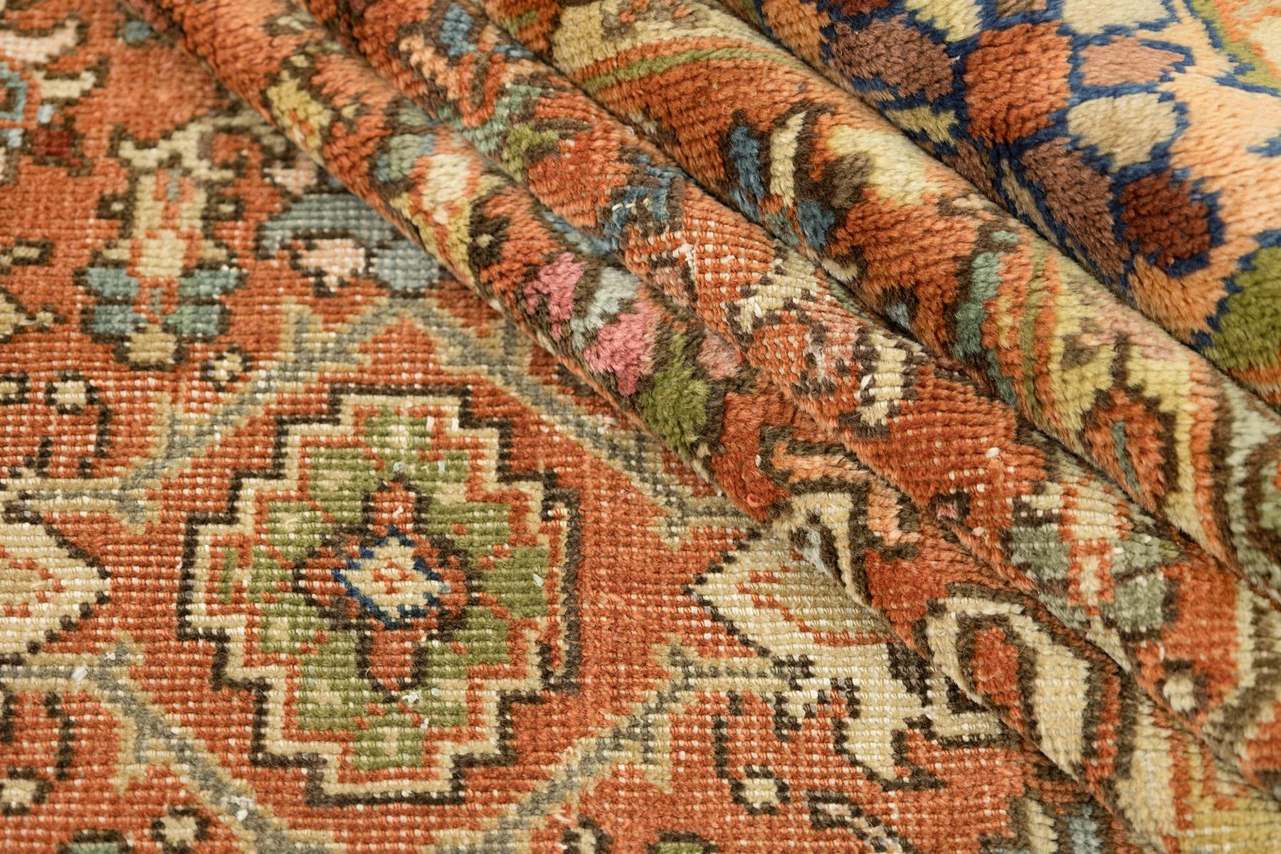 Antiker türkischer Sultanabad Rugs, handgeknüpft, 13.0x9.7 ft  - Rot, Elfenbein & Blau (Wolle) im Angebot
