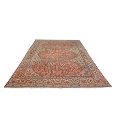 Antiker türkischer Sultanabad-Wollteppich, 9 x 12, in den Farben Rostrot, Taupe und Blau, handgefertigt