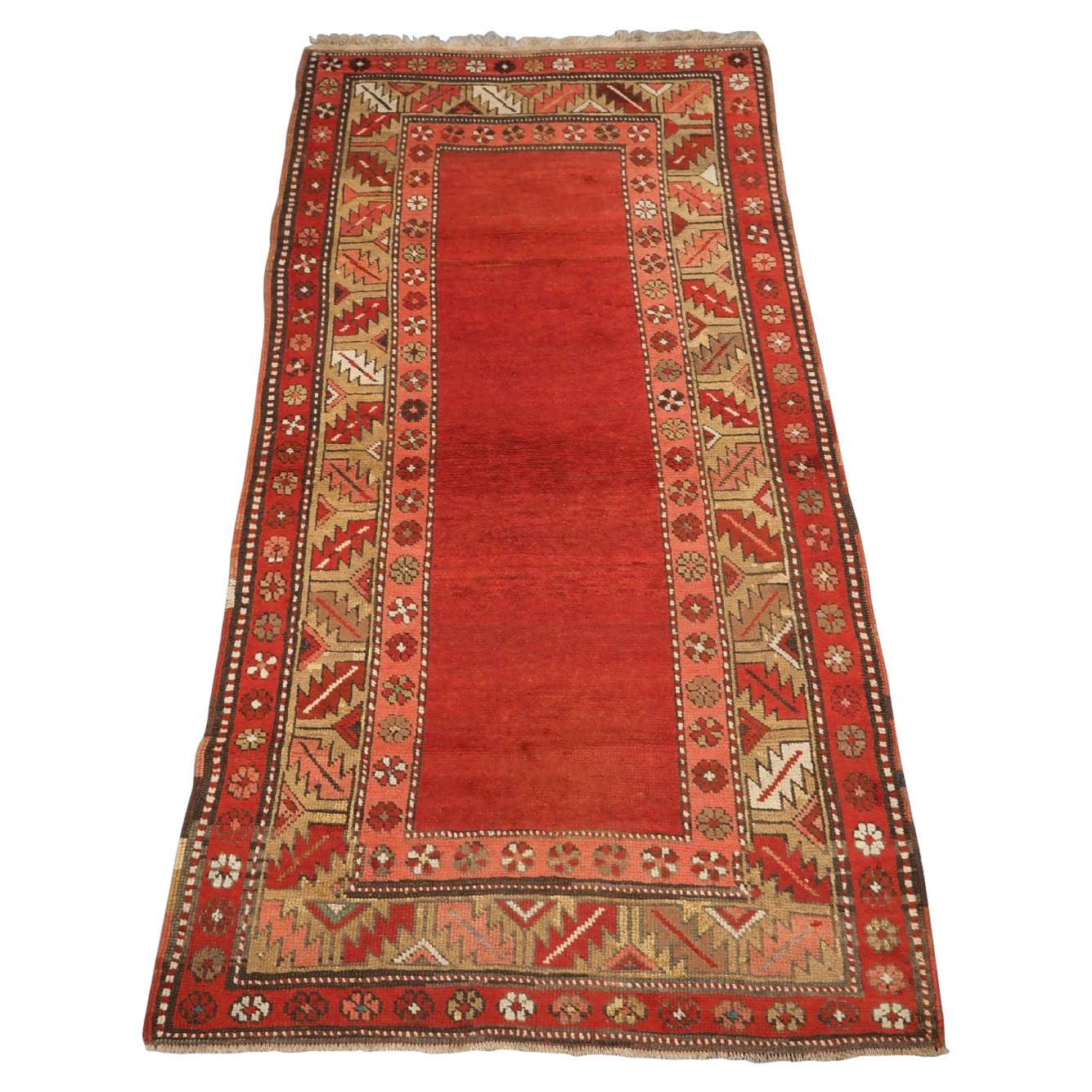 Ancien tapis turc Terekeme Kazak avec terrain uni, vers 1910 en vente