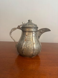 Antique Turkish Tin-on-Copper Coffee Pot, Signed, Late 19th–Early 20th Century