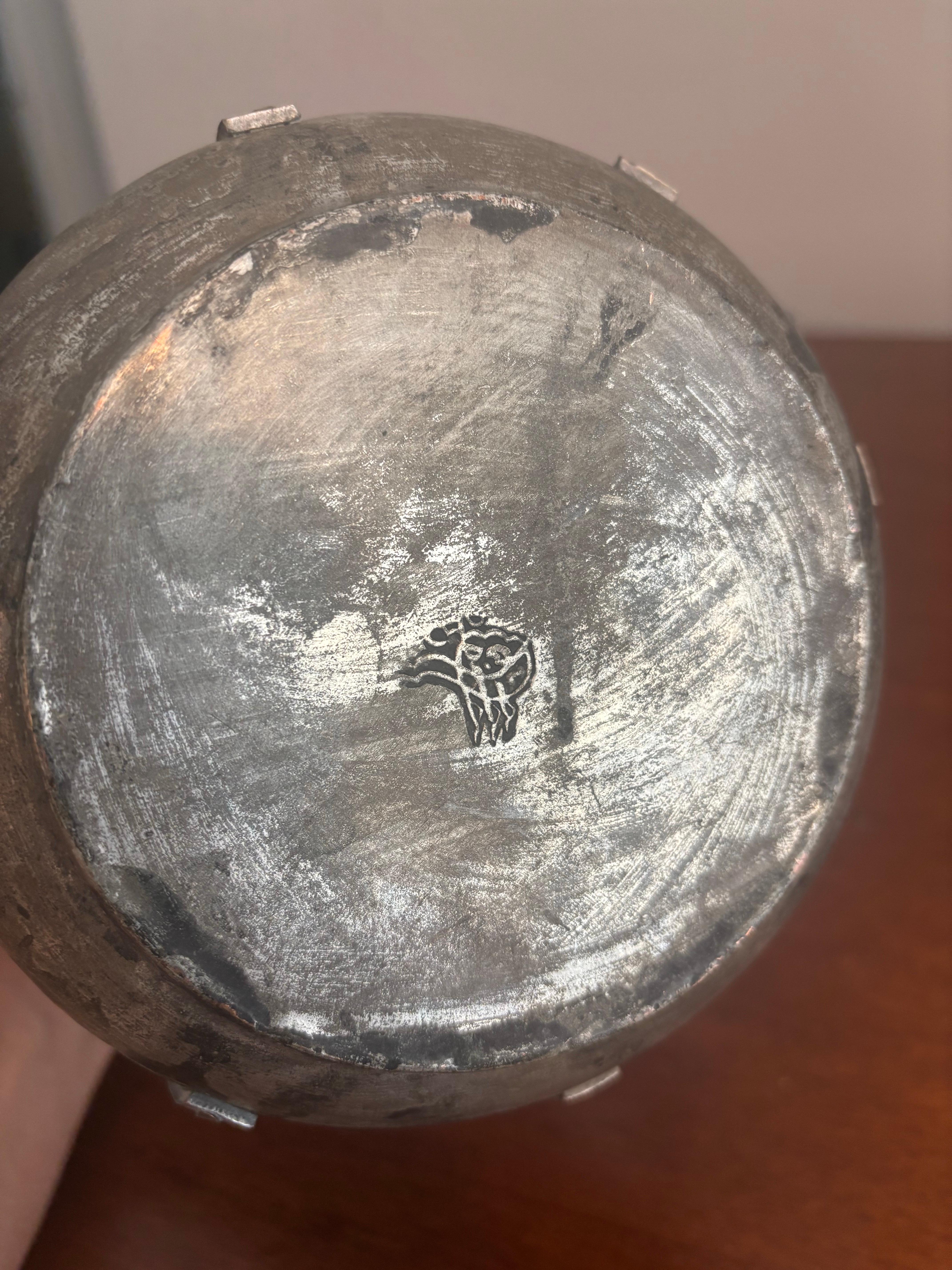 Ancienne cafetière turque en étain sur cuivre, signée, fin 19e-début 20e siècle Bon état - En vente à Delray Beach, FL