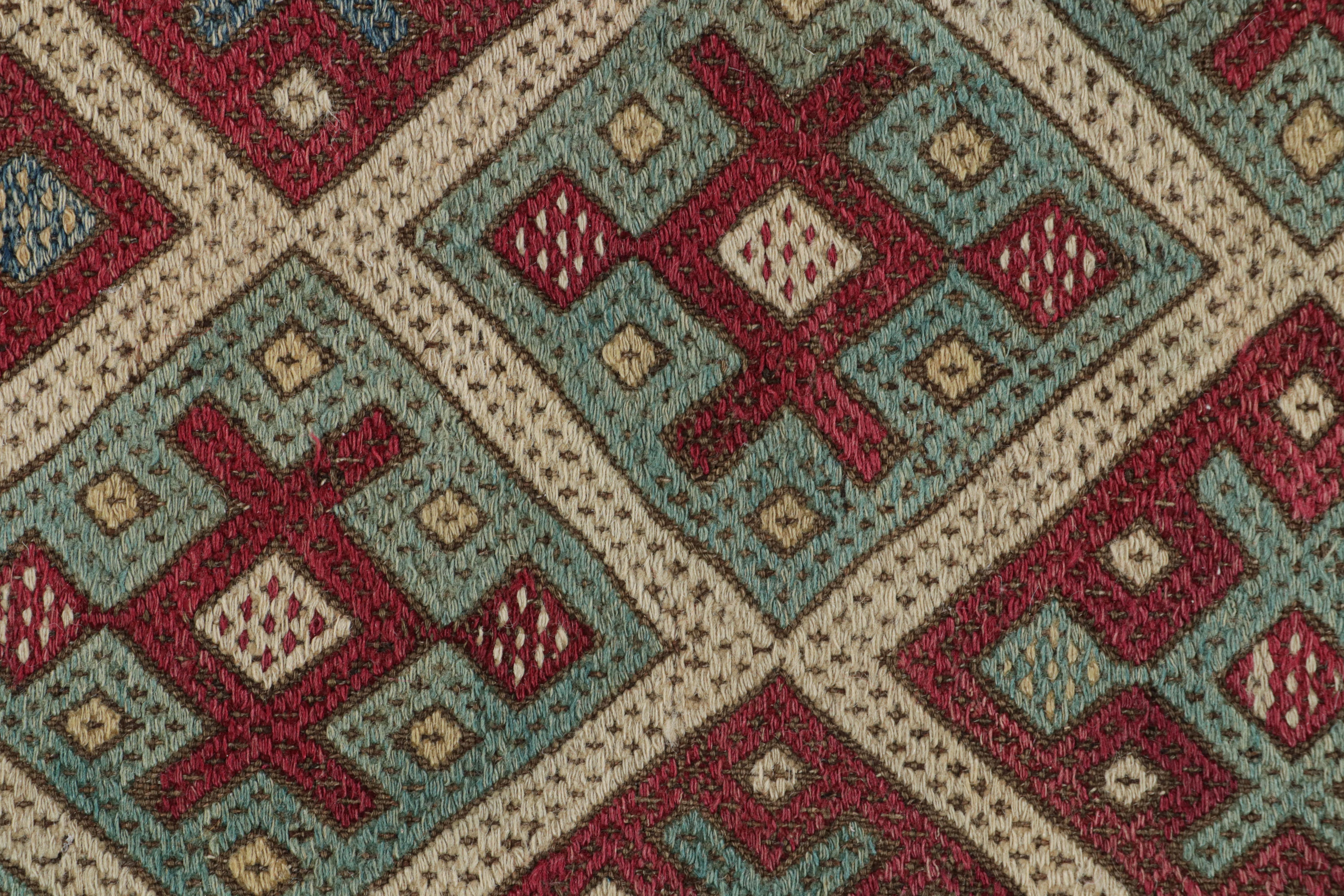 Début du 20ème siècle Tapis Kilim turc ancien transitionnel en laine rouge et bleue de Rug & Kilim en vente