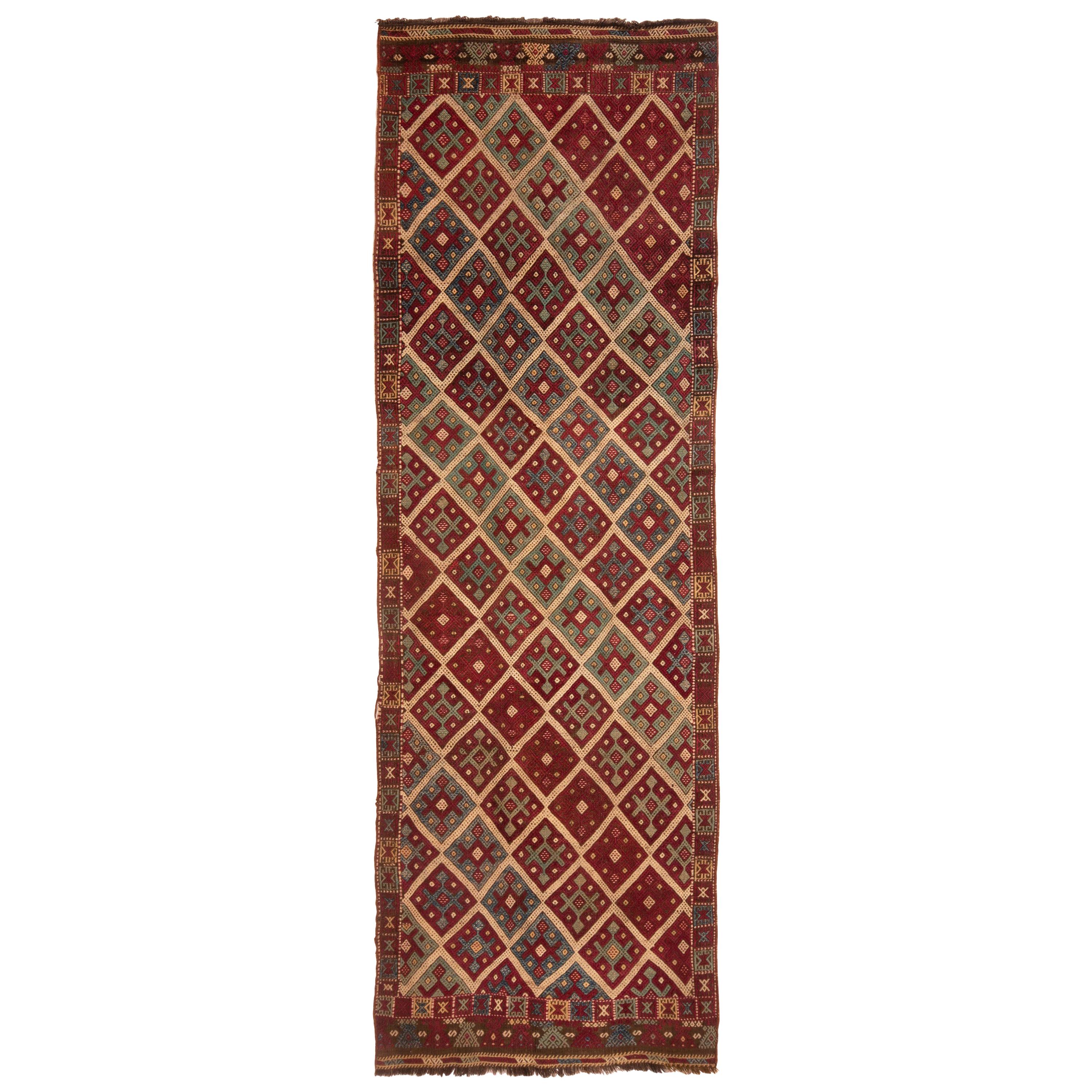 Antique Turkish Transitional Red and Blue Wool Kilim by Rug & Kilim