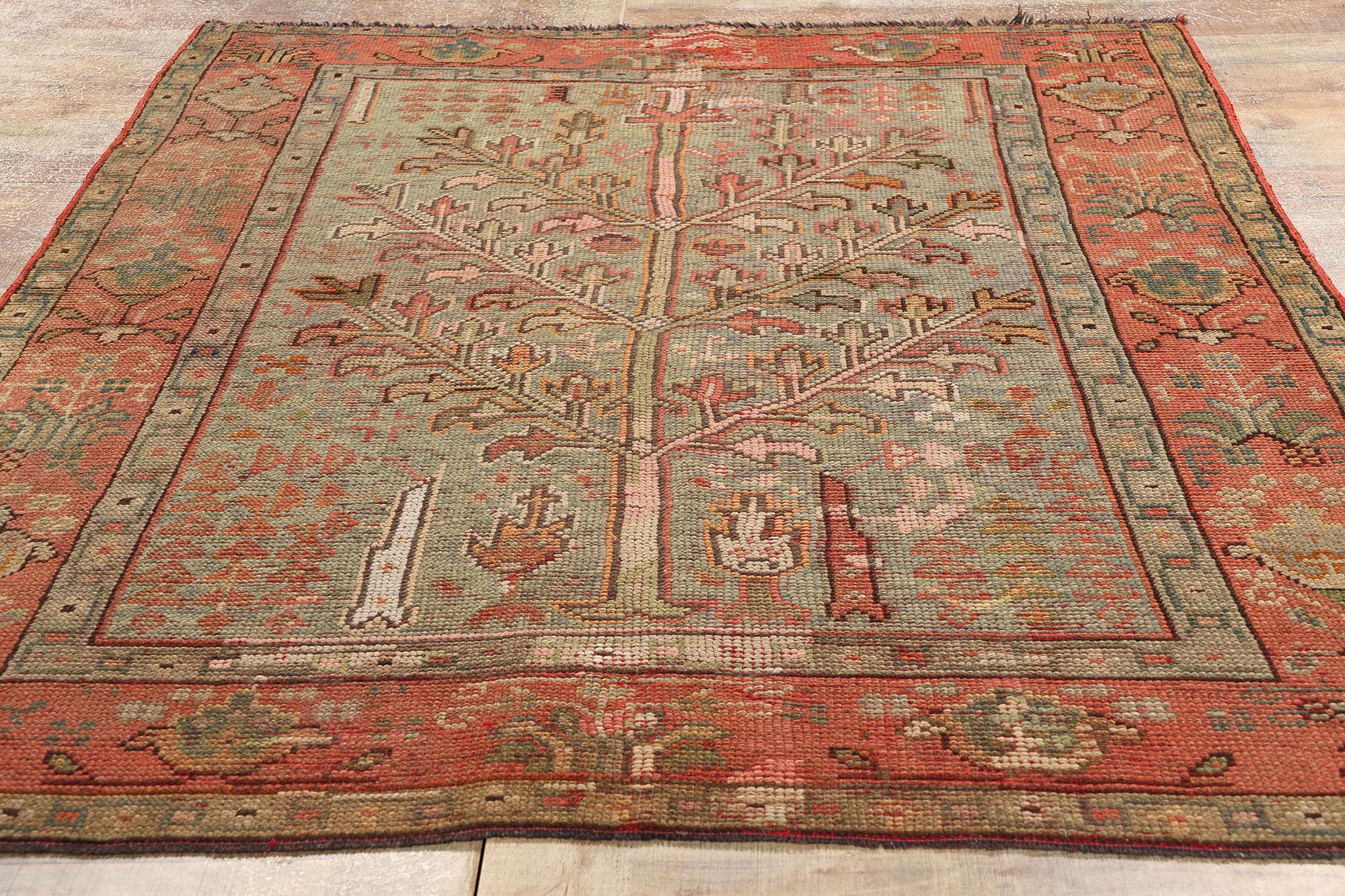 Antique Turkish Tree of Life Oushak Rug For Sale 2