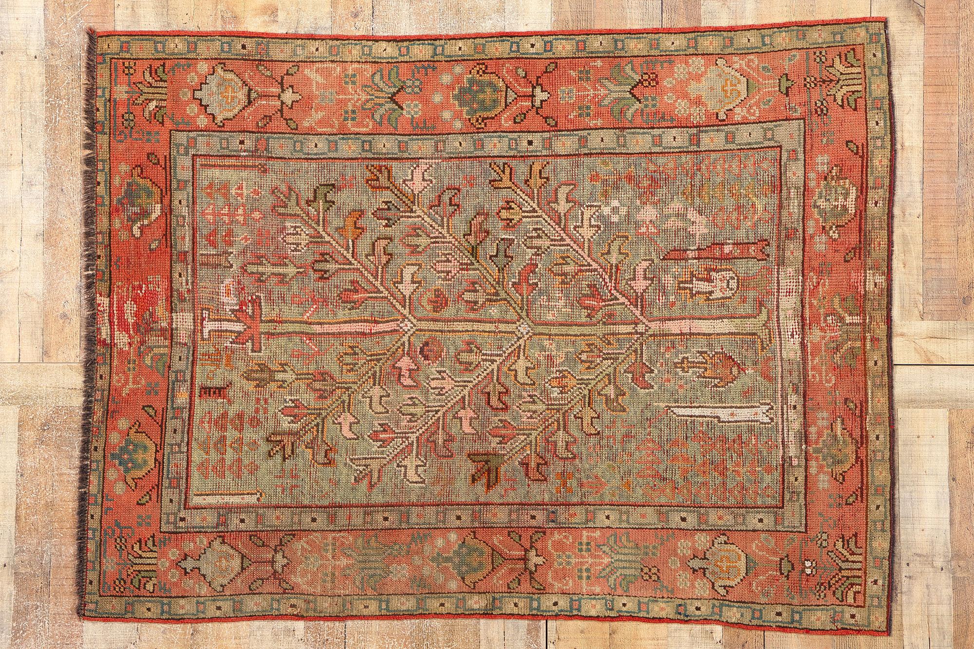 Antique Turkish Tree of Life Oushak Rug For Sale 3