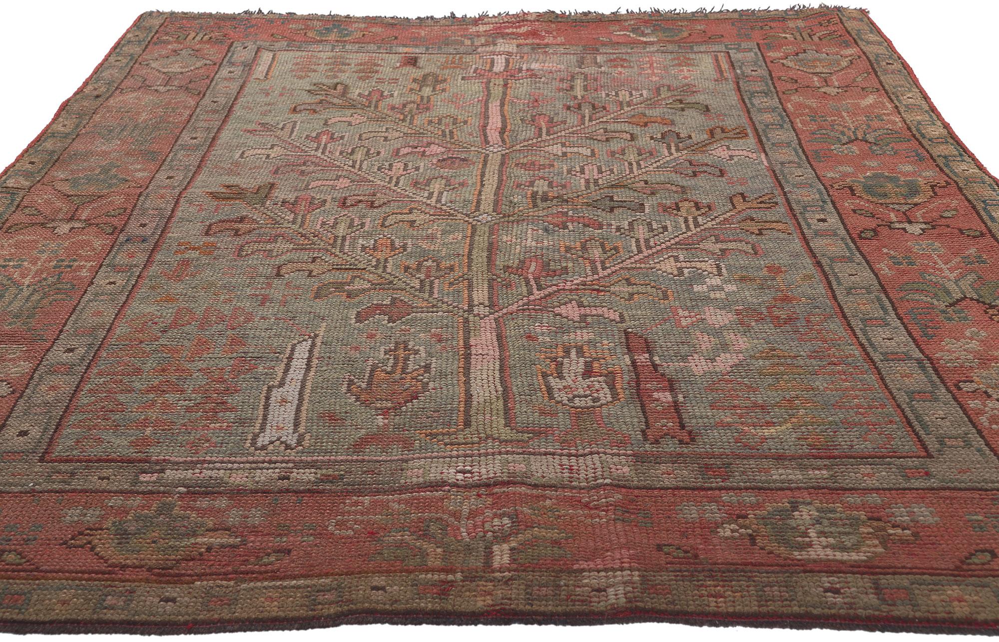 Hand-Knotted Antique Turkish Tree of Life Oushak Rug For Sale