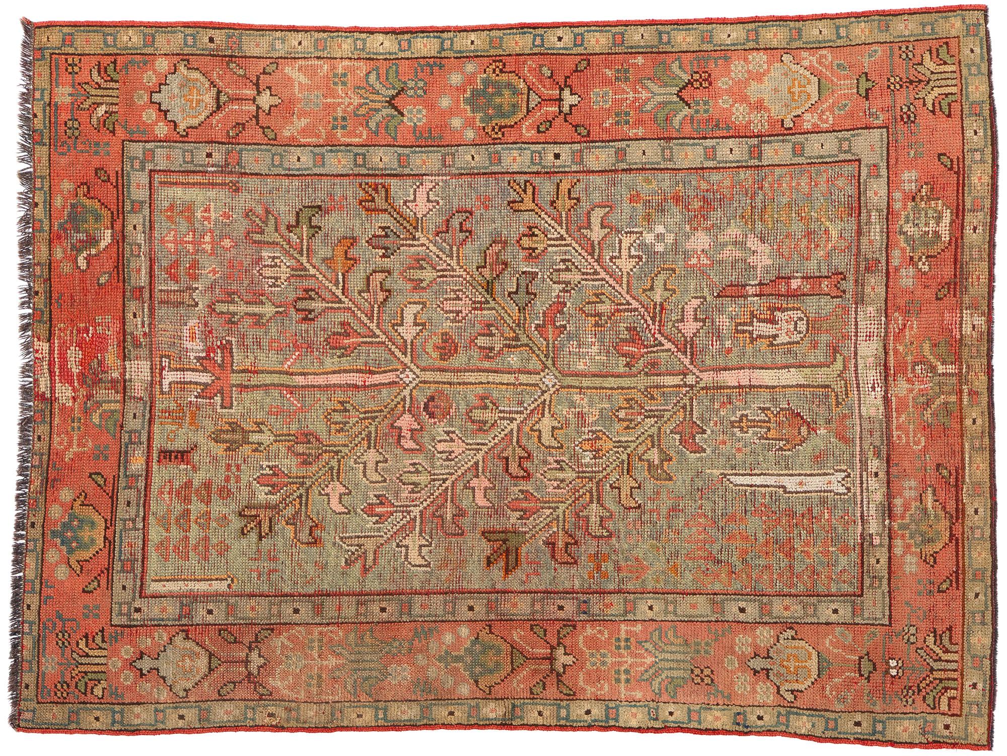 Antique Turkish Tree of Life Oushak Rug For Sale 4