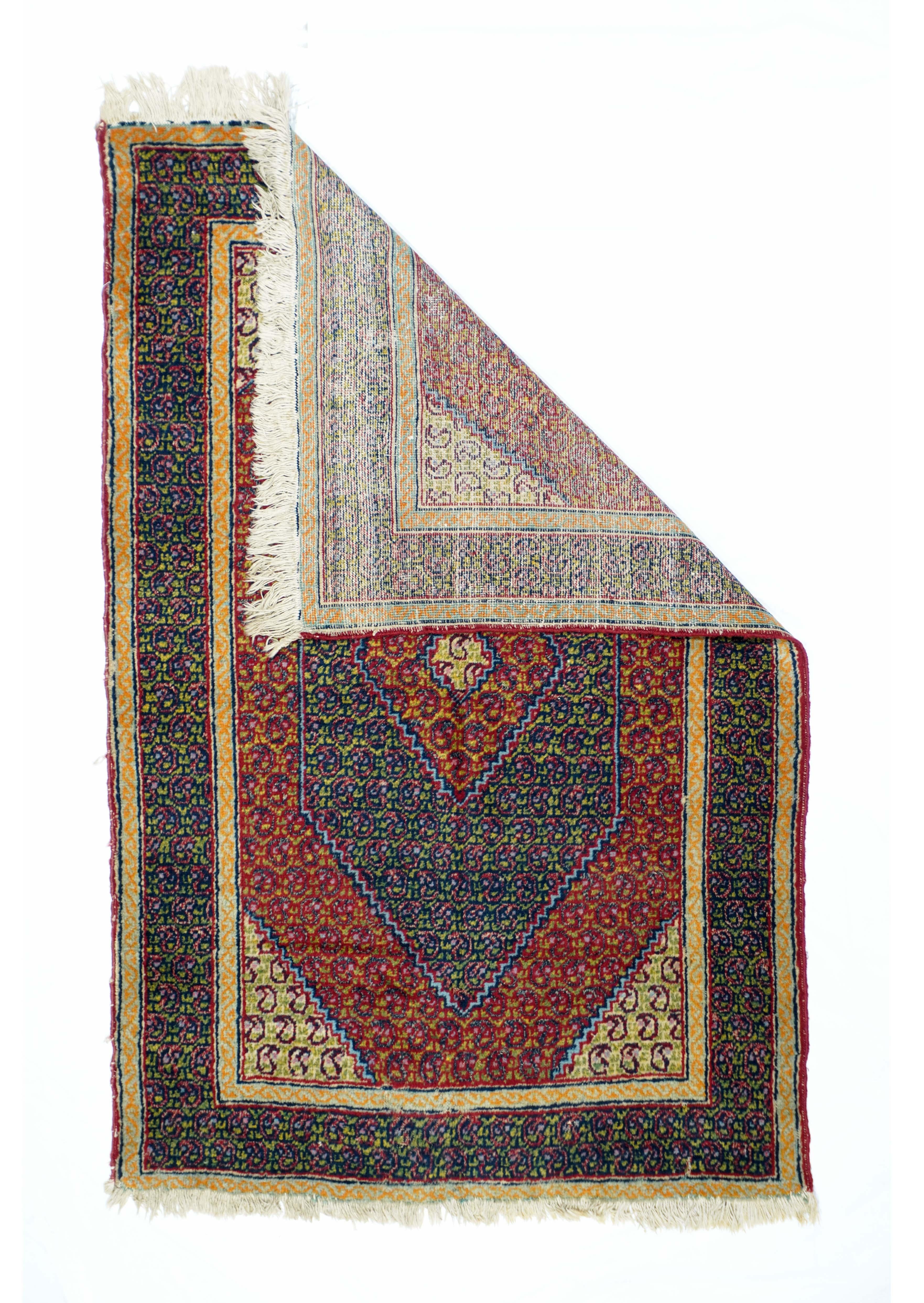 Antique Turkish Tribal rug measures 3' x 4'7''.