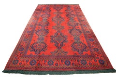 Antique Turkish Ushak Rug Handwoven Oriental Red Wool Carpet