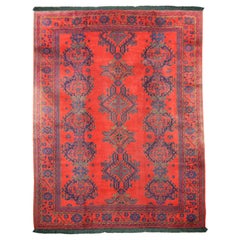 Antique Turkish Ushak Rug Handwoven Oriental Red Wool Carpet