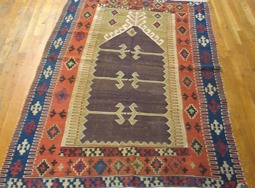 Antique Turkish Village rug, size: 3'7