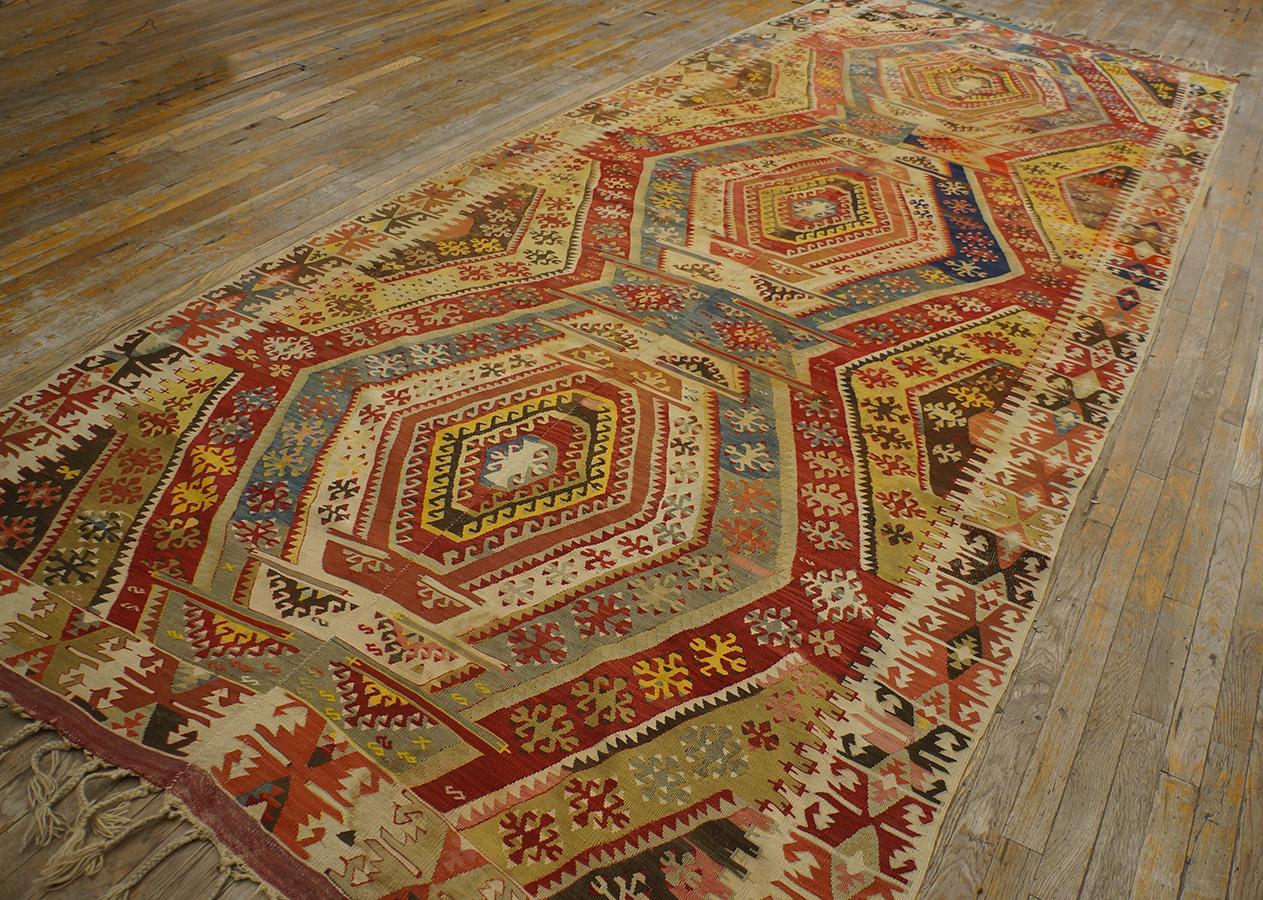 Hand-Knotted Mid 20th Century Turkish Anatolian Flat-Weave Carpet ( 6'2