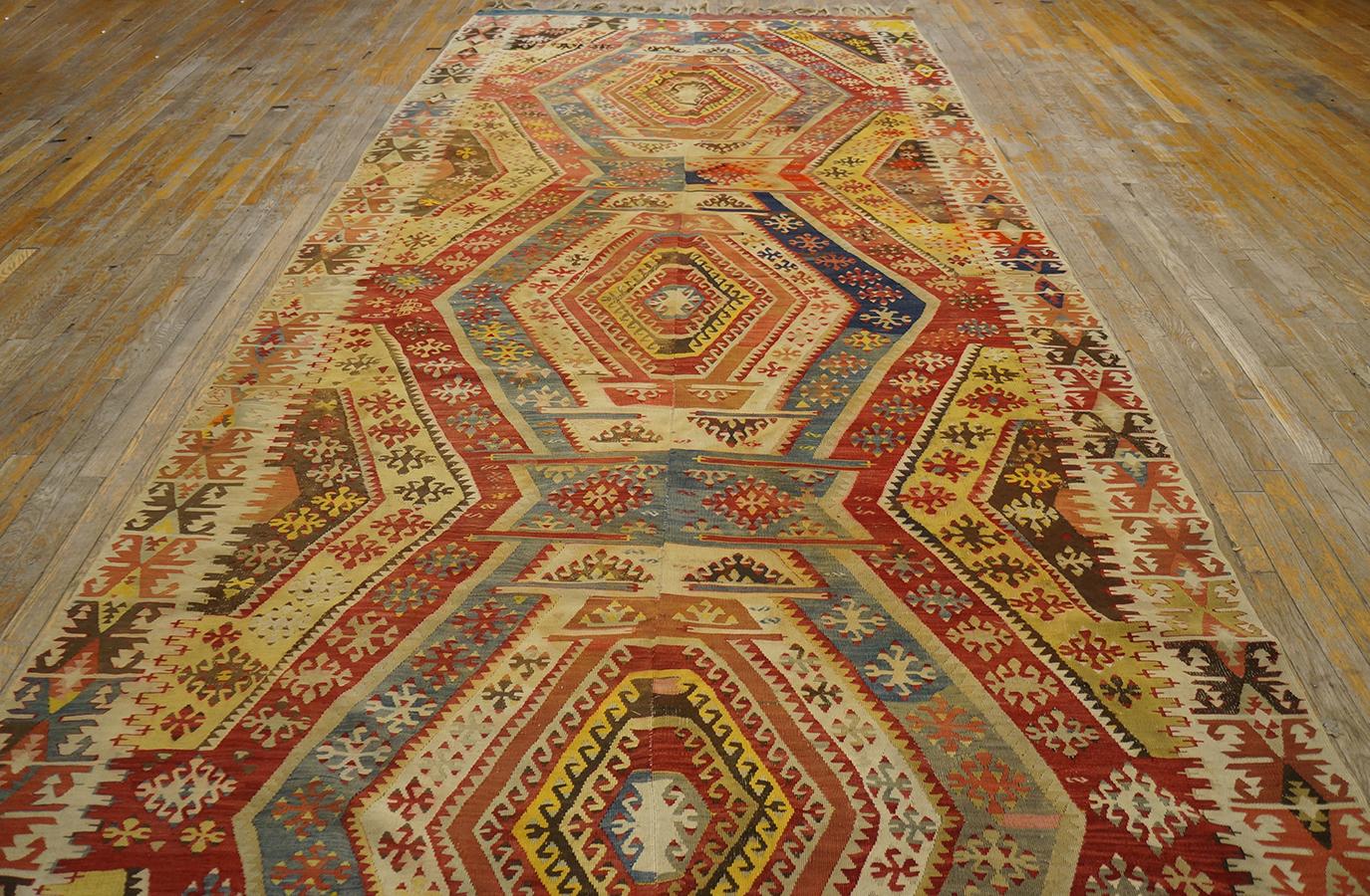 Mid-20th Century Mid 20th Century Turkish Anatolian Flat-Weave Carpet ( 6'2