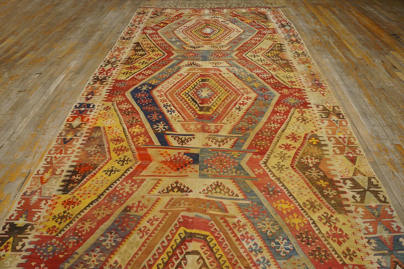 Mid 20th Century Turkish Anatolian Flat-Weave Carpet ( 6'2