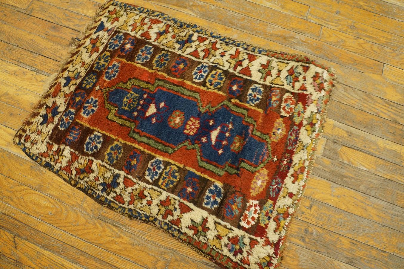 Antique Turkish village yastik rug, size: 1'10