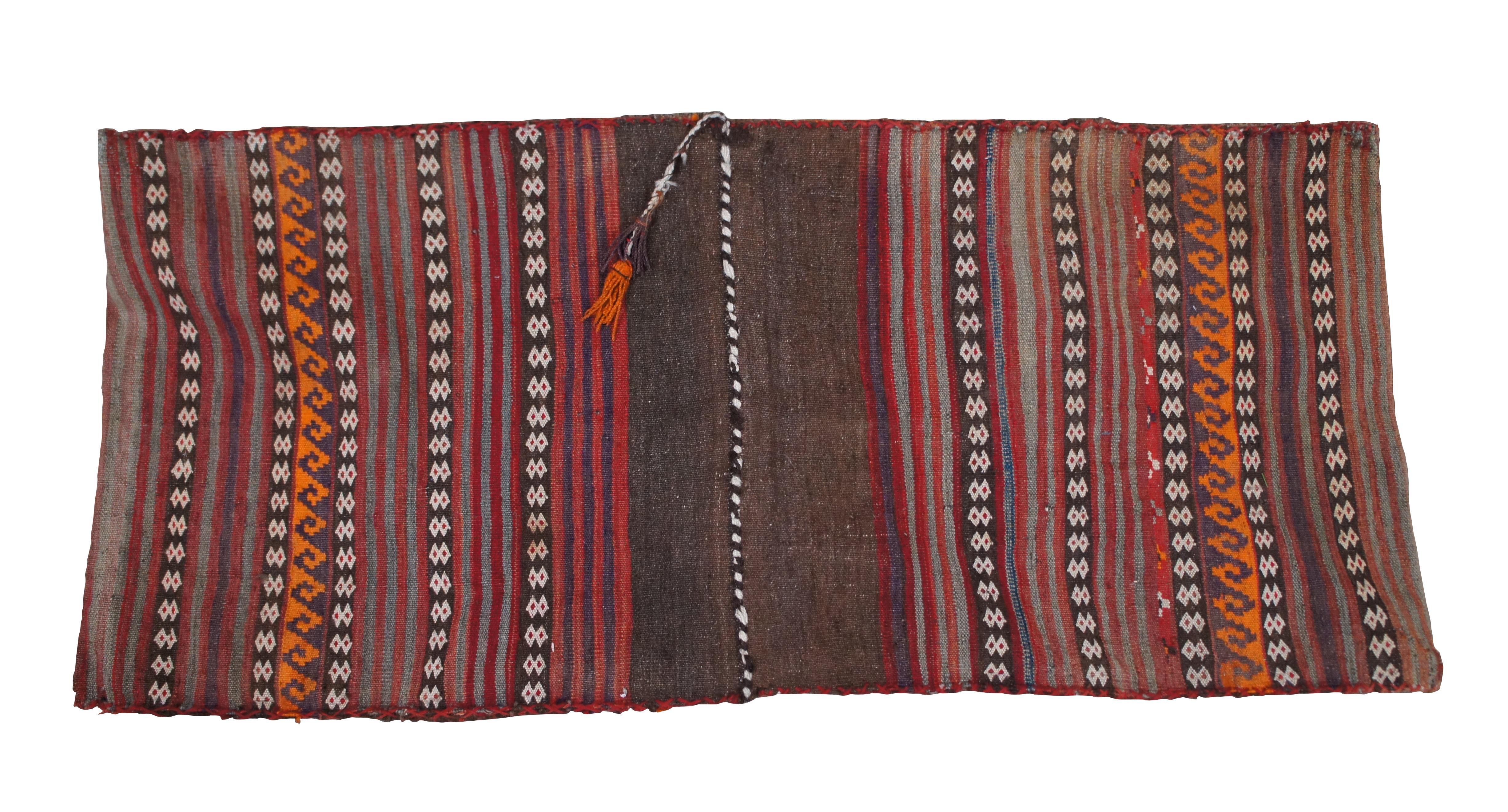 Antique Turkish Woven Wool Camel Saddlebag Kilim Saddle Blanket 50