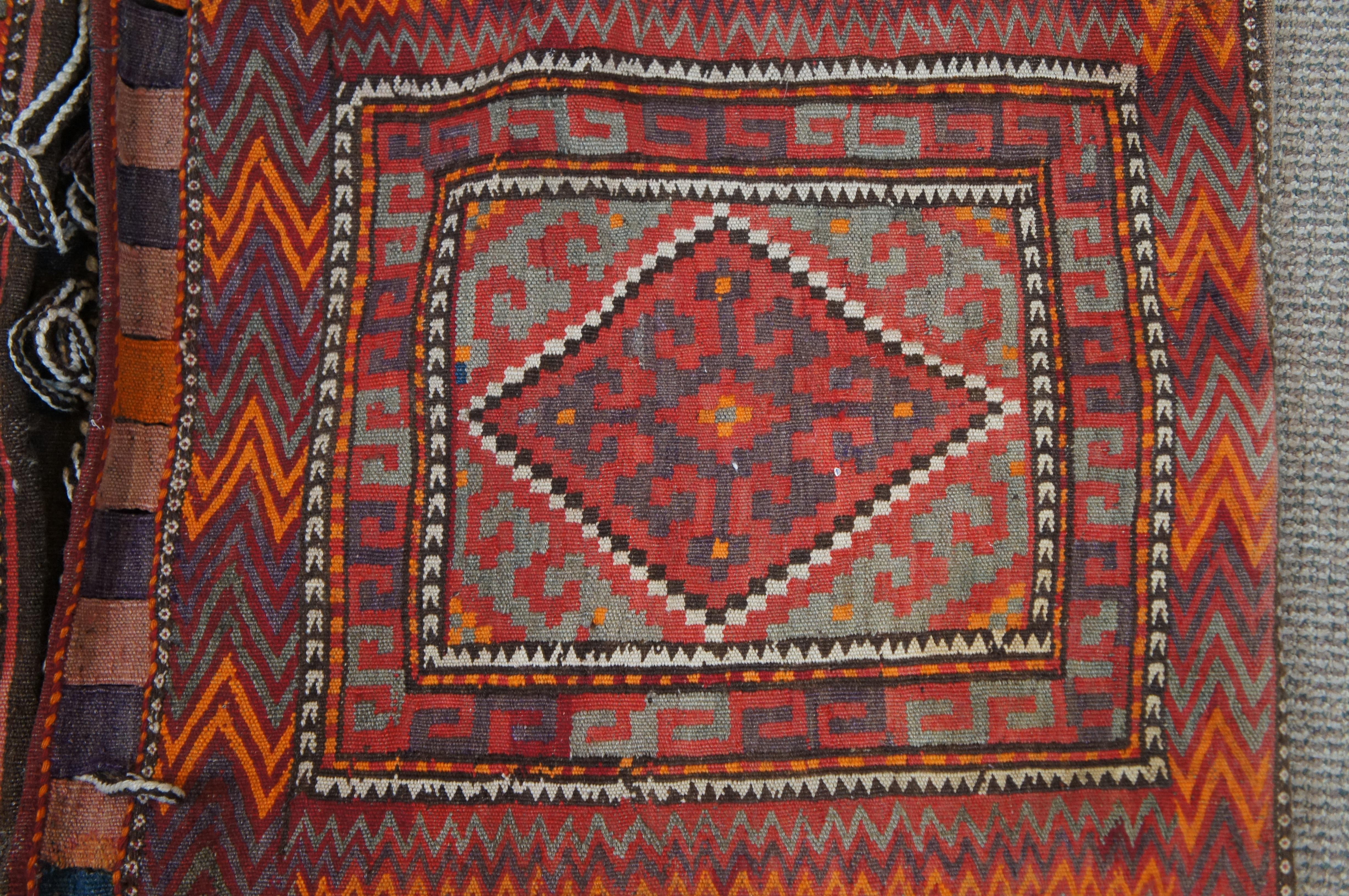 Antique Turkish Woven Wool Camel Saddlebag Kilim Saddle Blanket 50