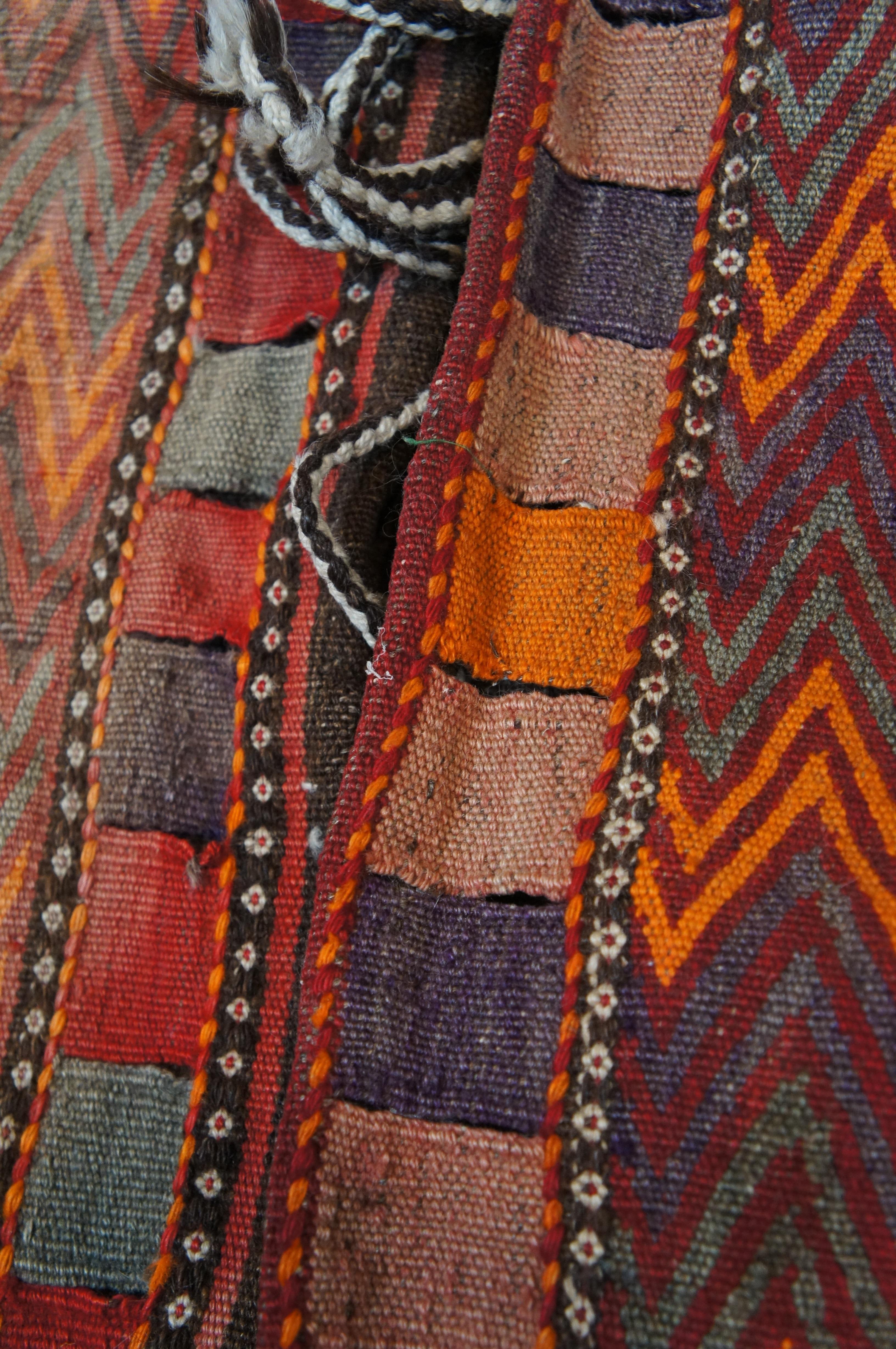 Antique Turkish Woven Wool Camel Saddlebag Kilim Saddle Blanket 50
