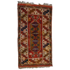 Antique Turkish Yastik Collector
s Rug With Stylized Crab, circa 1900
