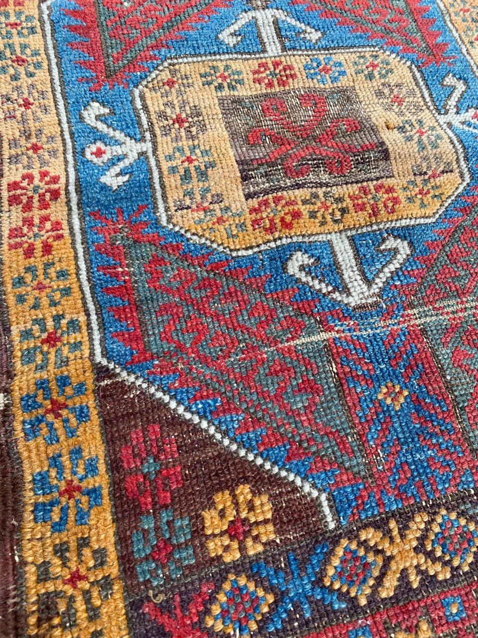Bobyrug’s nice Antique Turkish Yastik Rug For Sale 5