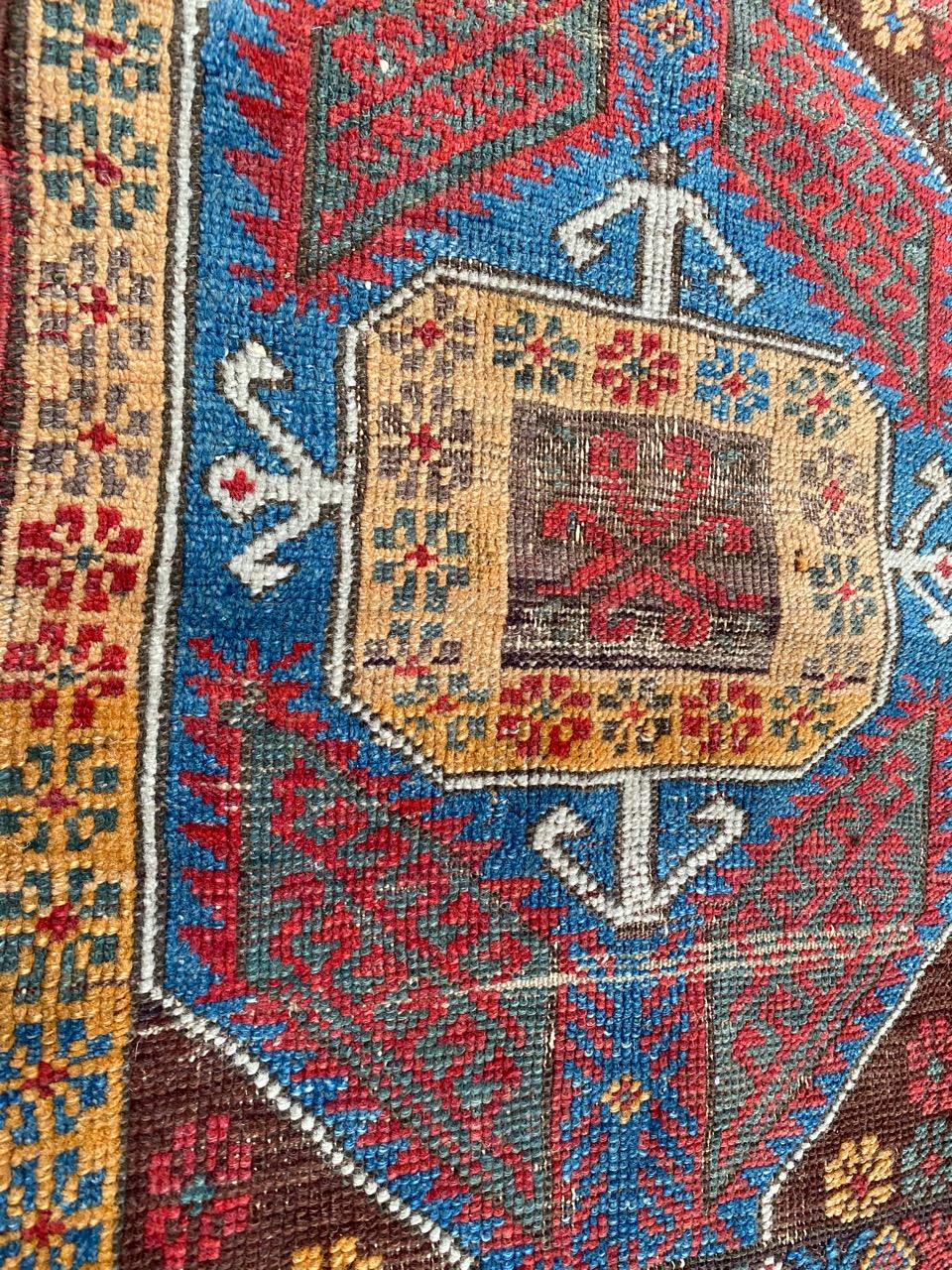 Bobyrug’s nice Antique Turkish Yastik Rug For Sale 6