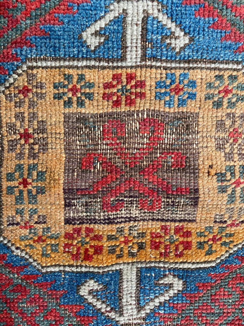 Wool Bobyrug’s nice Antique Turkish Yastik Rug For Sale