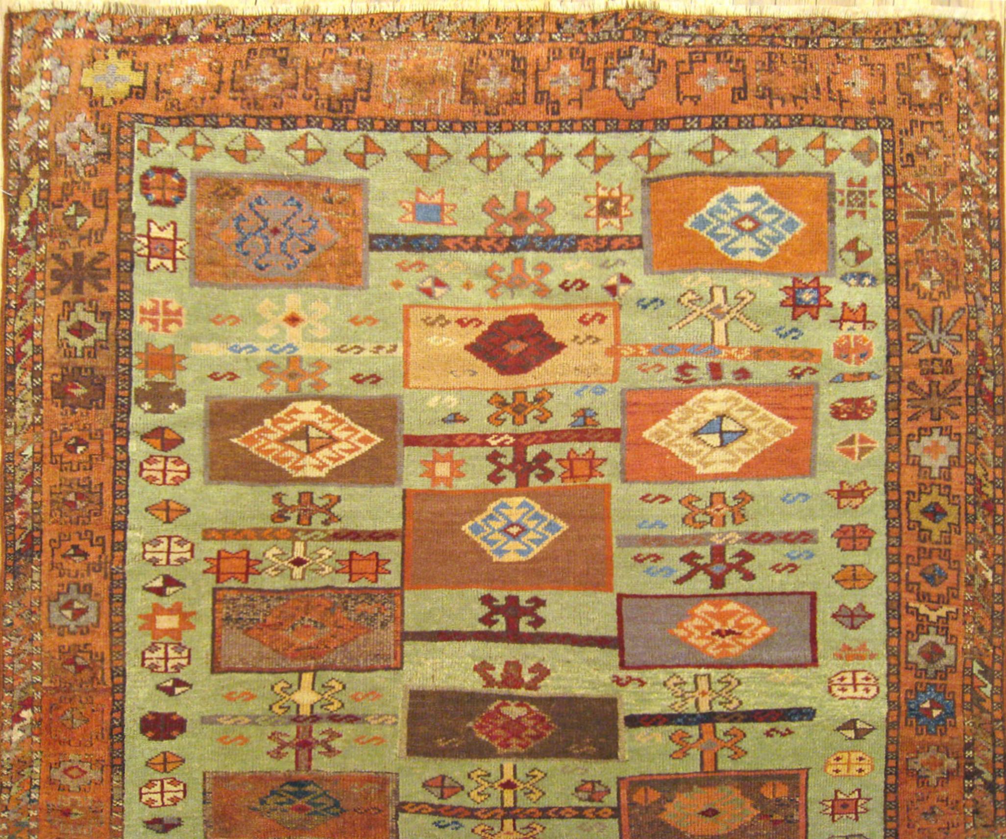 Hand-Knotted Antique Turkish Yuruk Oriental Carpet, in Small Size w/ Boxes For Sale