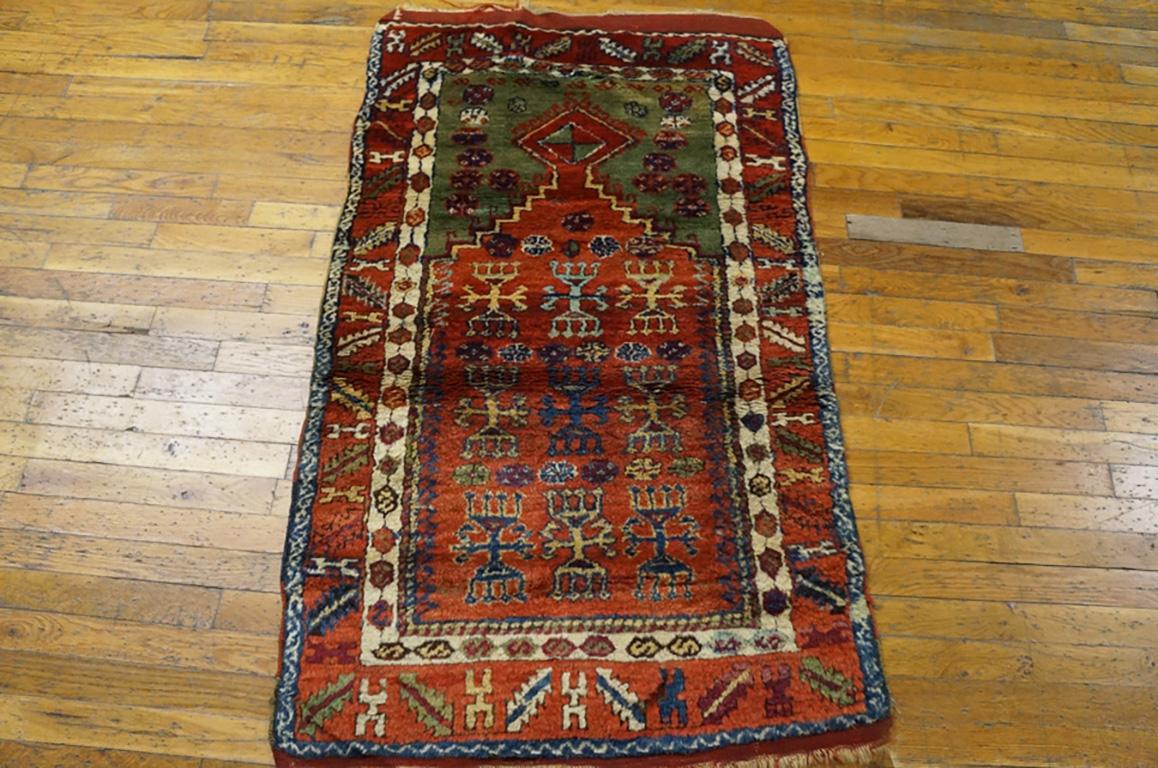 Antique Turkish Yuruk rug, size: 2'8