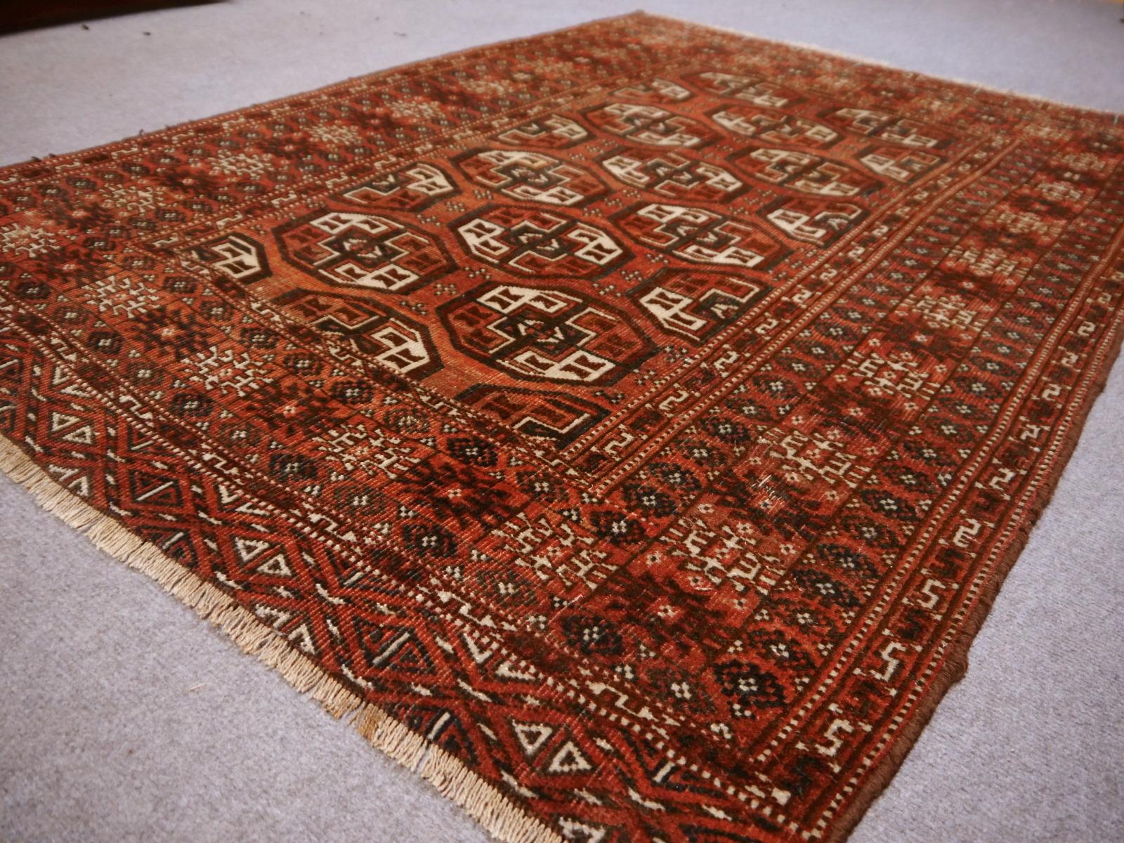 Fine hand knotted Russian Turkmen Bokhara rug or Turkmen rug 
Beautiful antique tribal Turkmen carpet in good condition. These carpets are named 