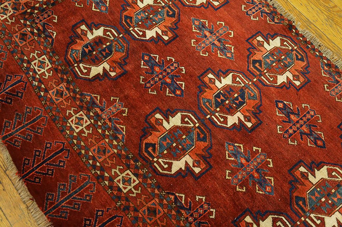 Hand-Knotted Antique Turkman Ersari, Beshir Rug 3'2