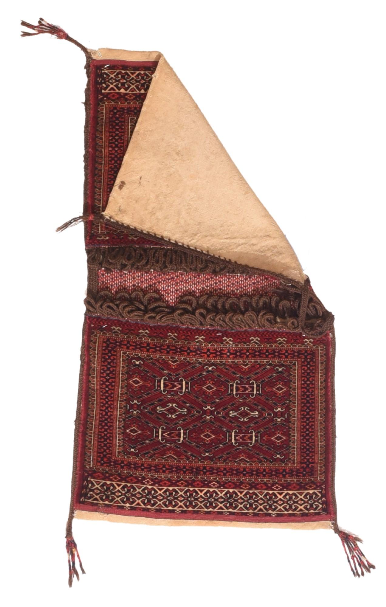 Antique Turkman rug measures: 1'6'' x 1'6''.