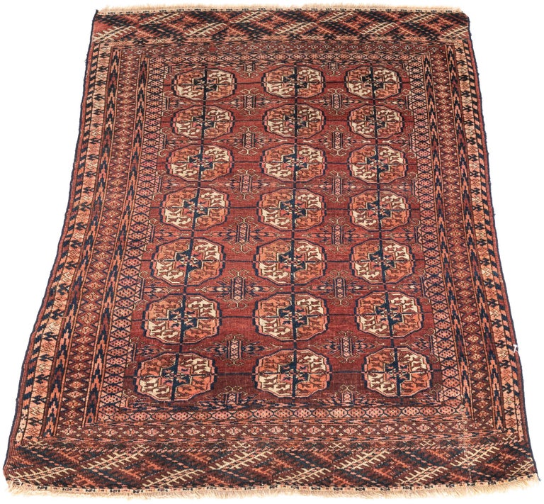 Antique Turkman Tekke Fine Wool Rug with Detailed Borders For Sale at ...
