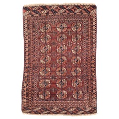 Antique Turkman Tekke Fine Wool Rug with Detailed Borders