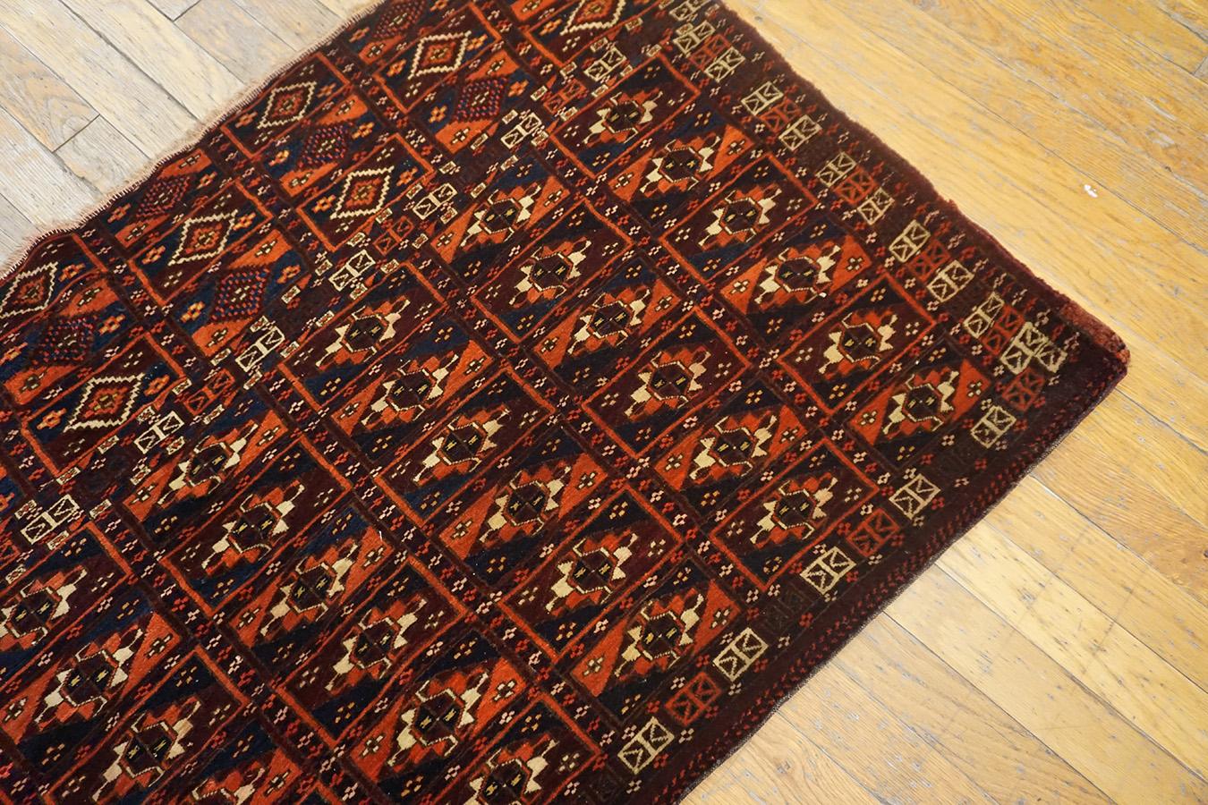 Antique Turkman Tekke Rug 2' 6'' x 4' 4'' In Good Condition For Sale In New York, NY