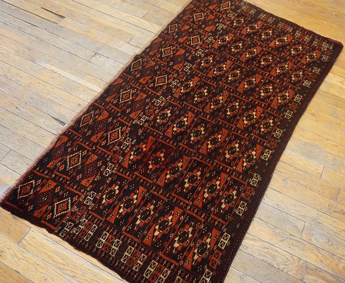 Early 20th Century Antique Turkman Tekke Rug 2' 6'' x 4' 4'' For Sale
