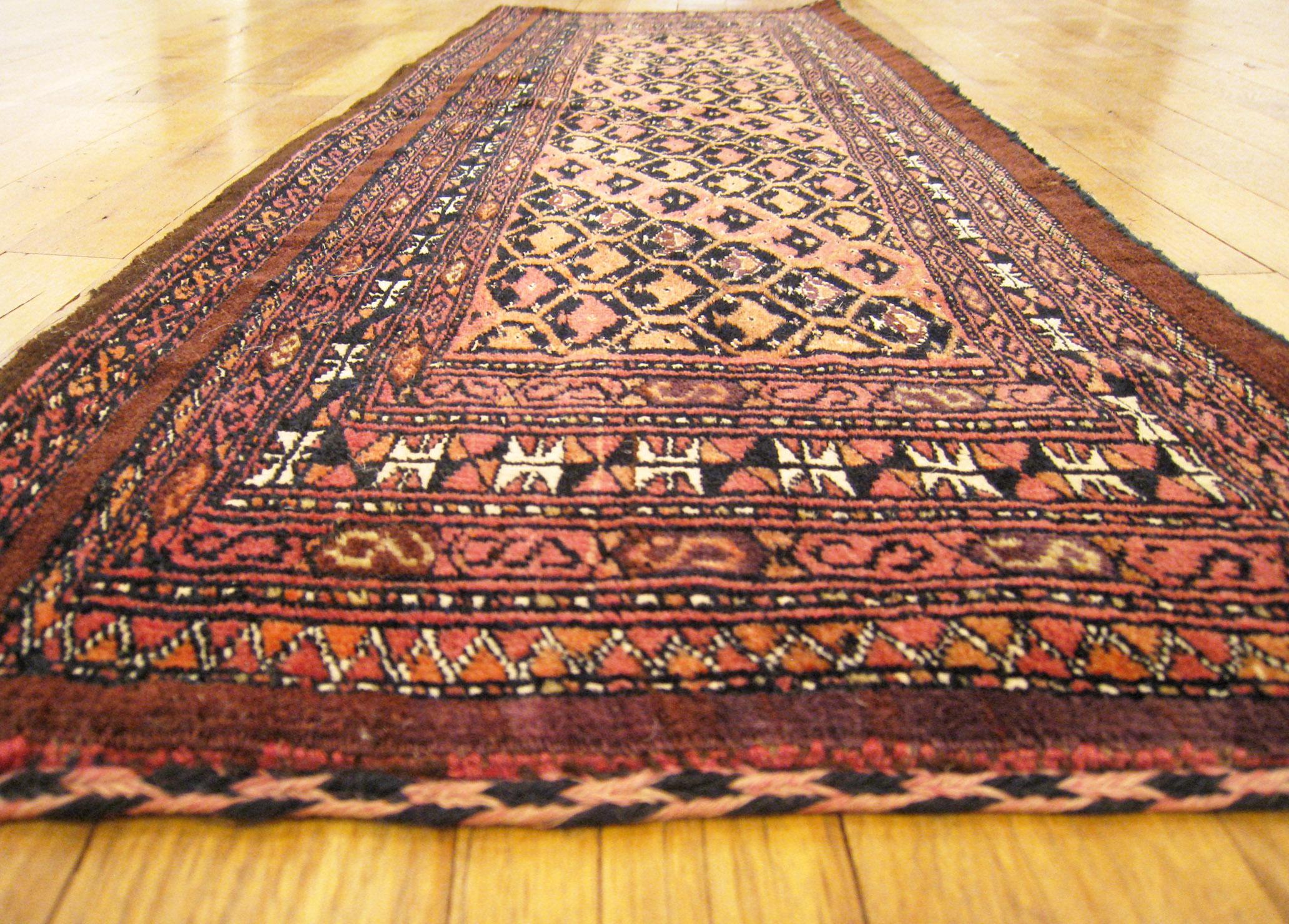 Antique Turkman Yamut Oriental Rug, in Small Size, with Diagonal Stripes Design For Sale 2