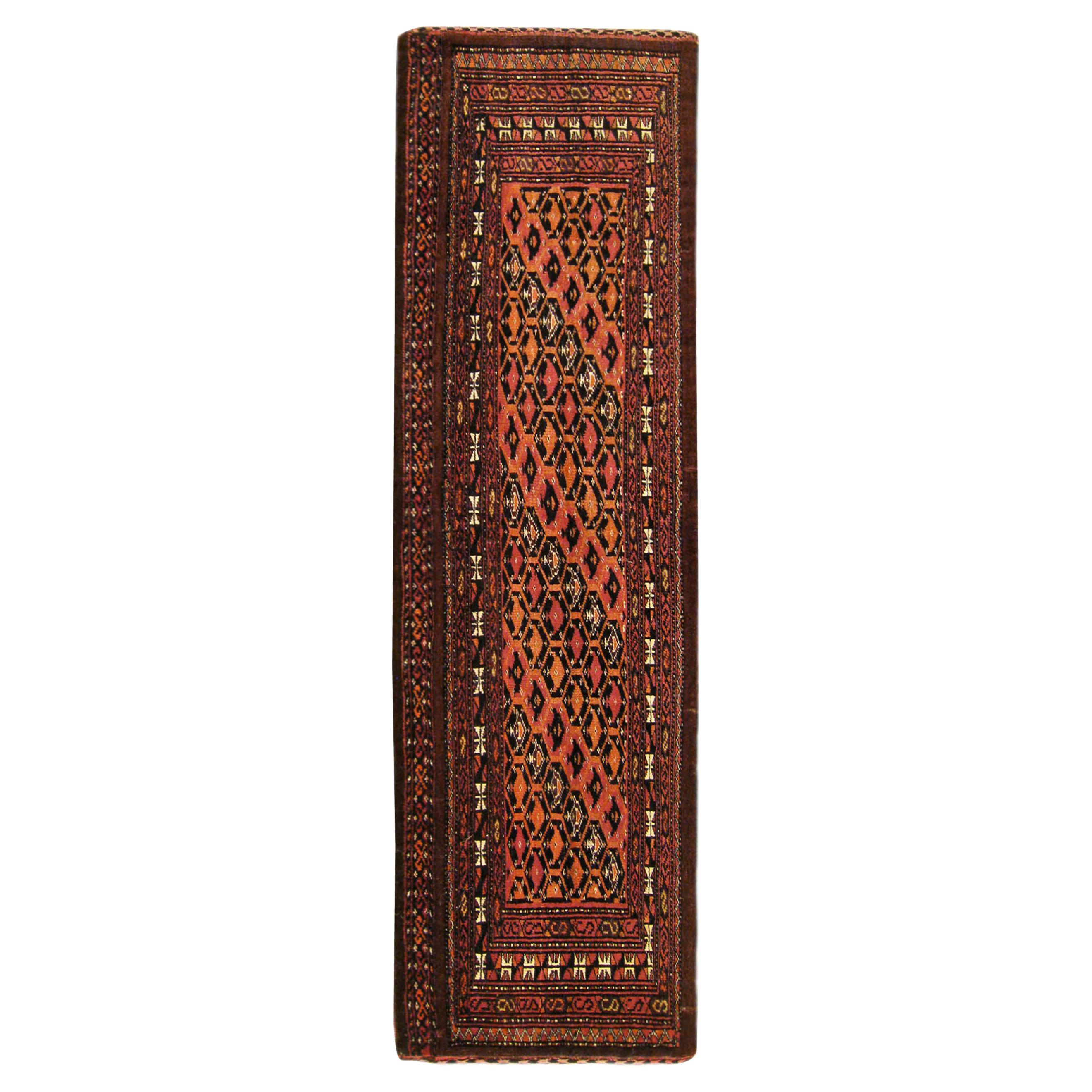 Antique Turkman Yamut Oriental Rug, in Small Size, with Diagonal Stripes Design For Sale