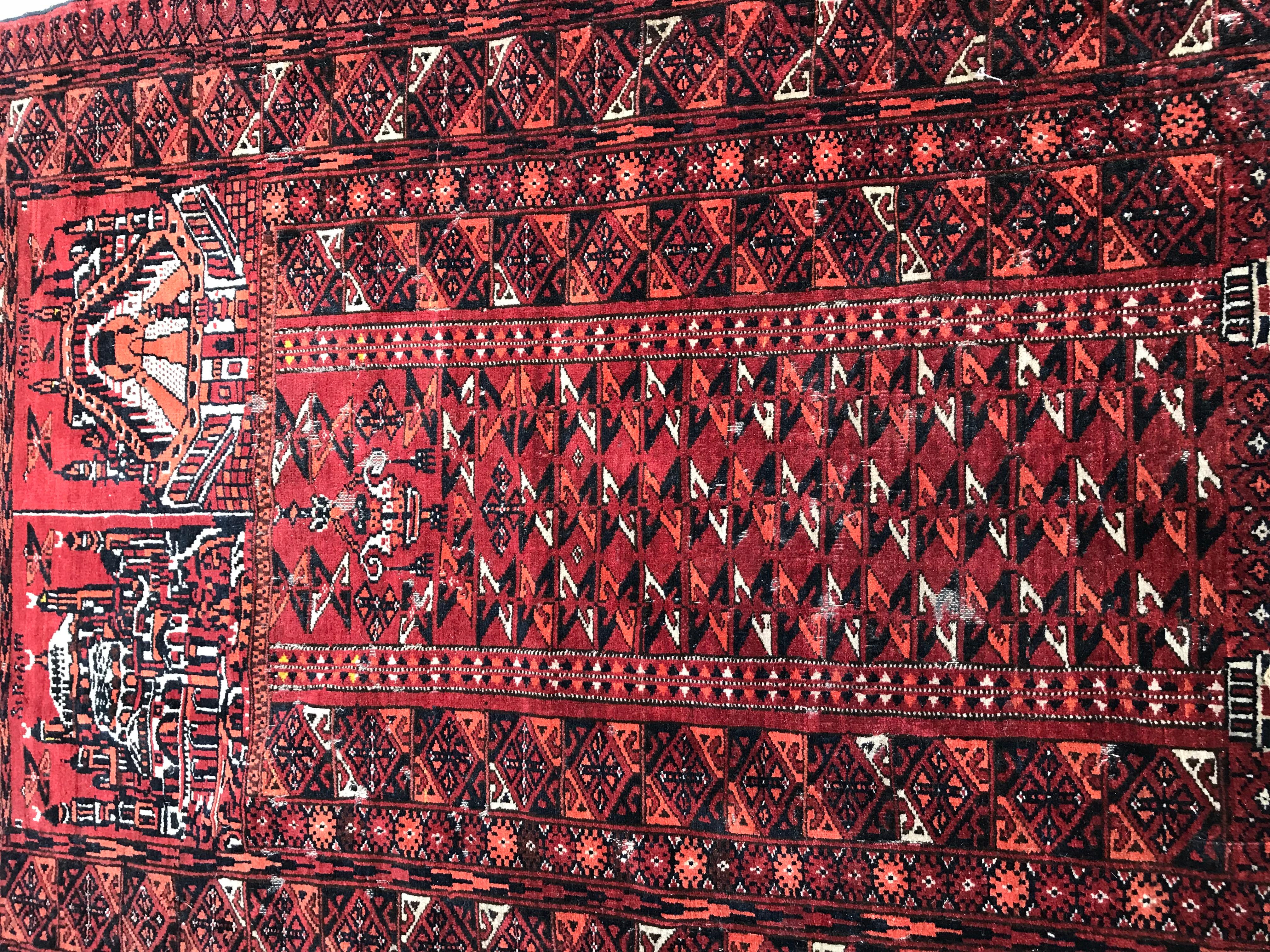 Antique Turkmen Afghan Prayer Rug For Sale 3