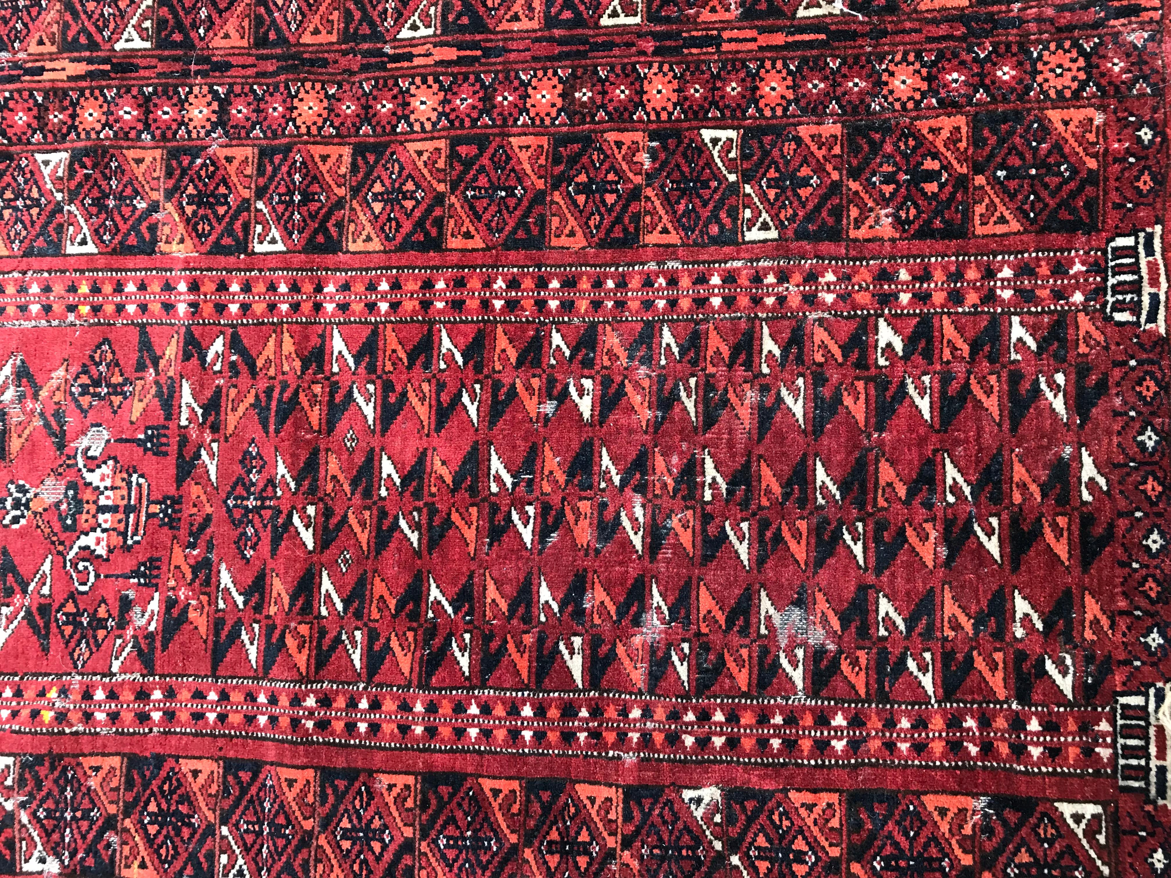 Wool Antique Turkmen Afghan Prayer Rug For Sale