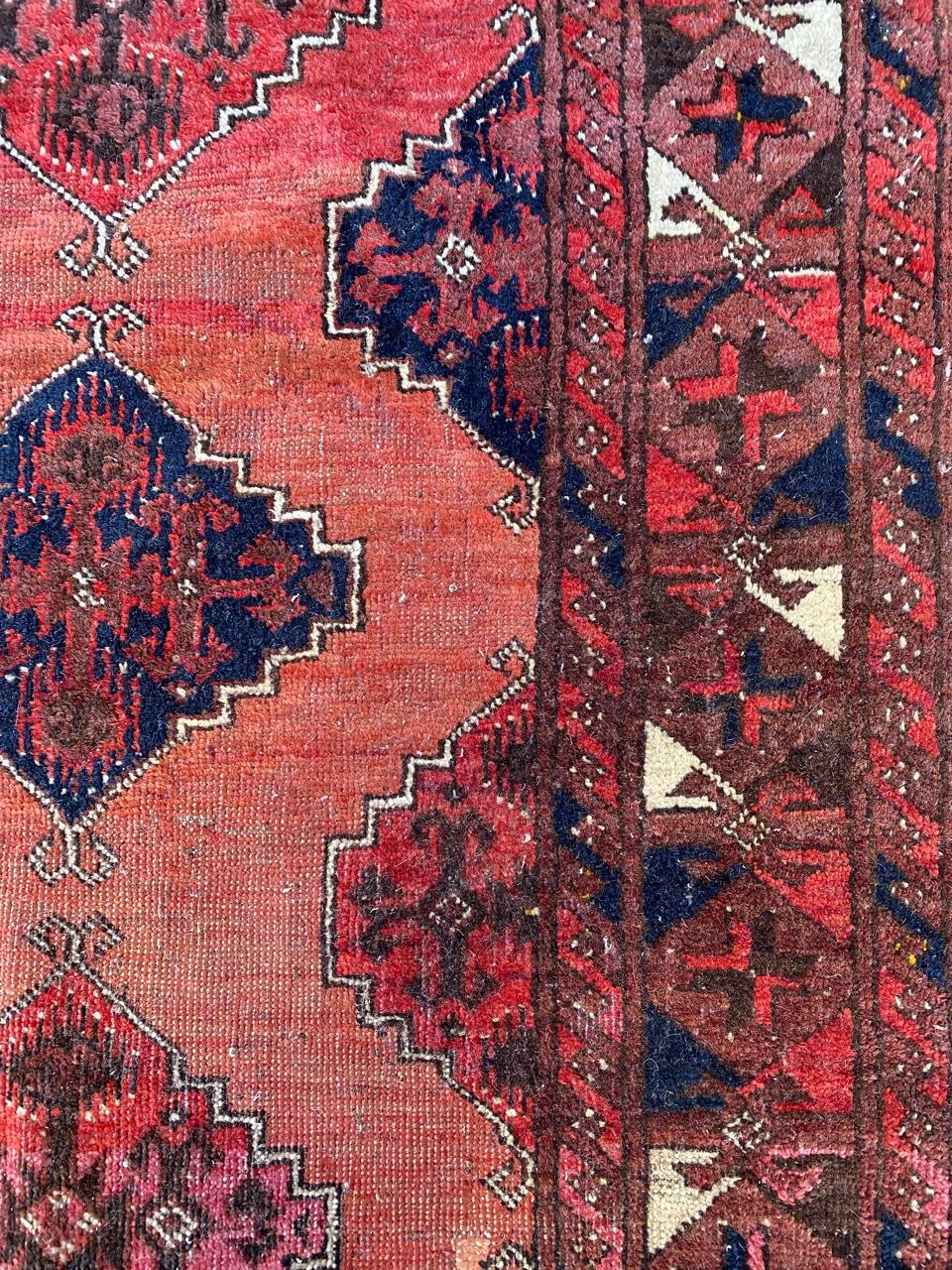 Hand-Knotted Bobyrug’s nice Antique Turkmen Afghan Rug For Sale