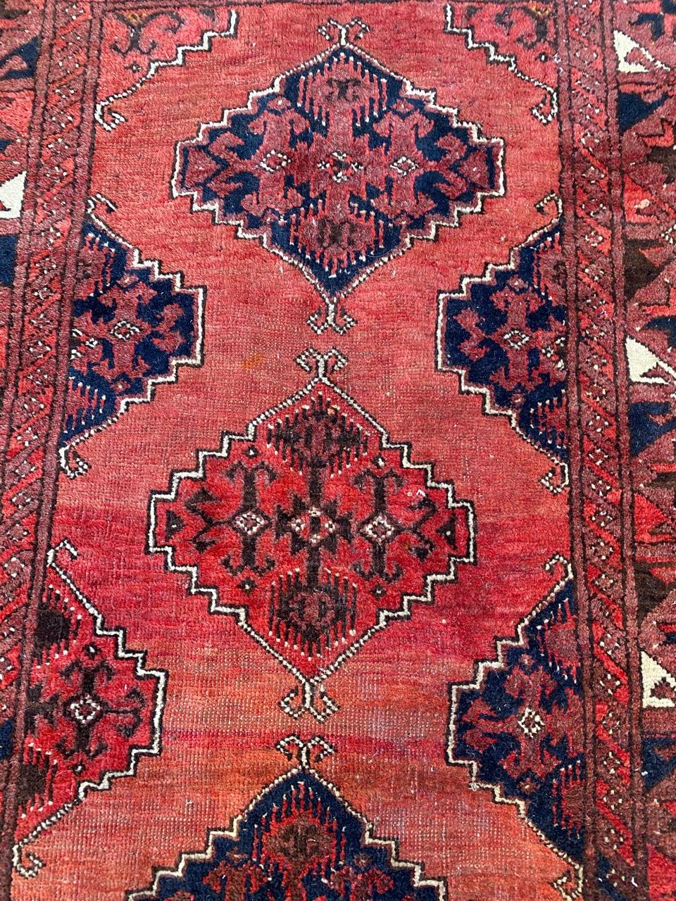 Bobyrug’s nice Antique Turkmen Afghan Rug In Fair Condition For Sale In Saint Ouen, FR