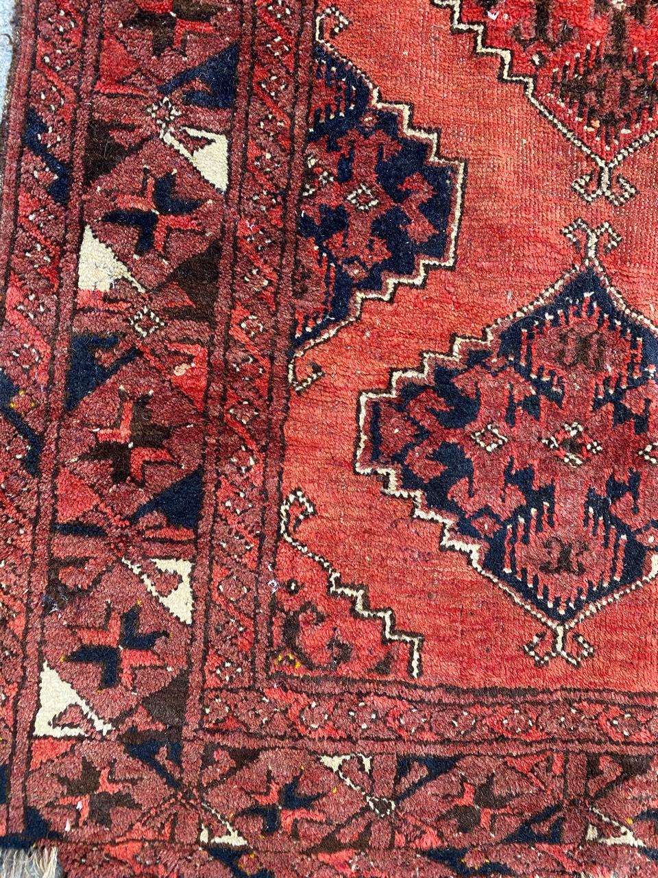 Wool Bobyrug’s nice Antique Turkmen Afghan Rug For Sale