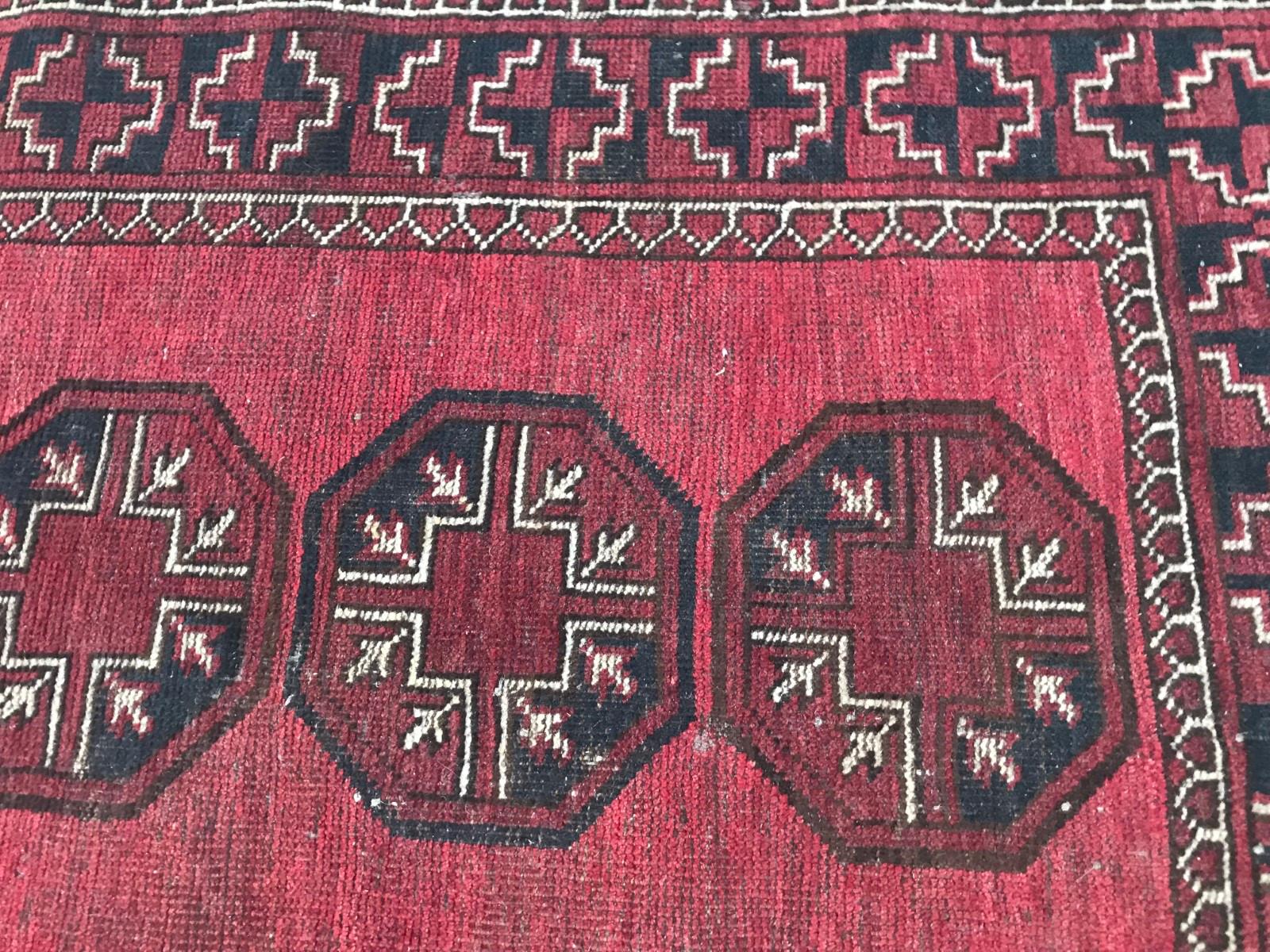 Wool Antique Turkmen Afghan Tribal Rug For Sale