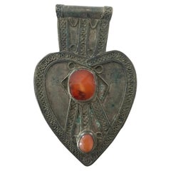 Antique Turkmen Asyk Pendant with Carnelian