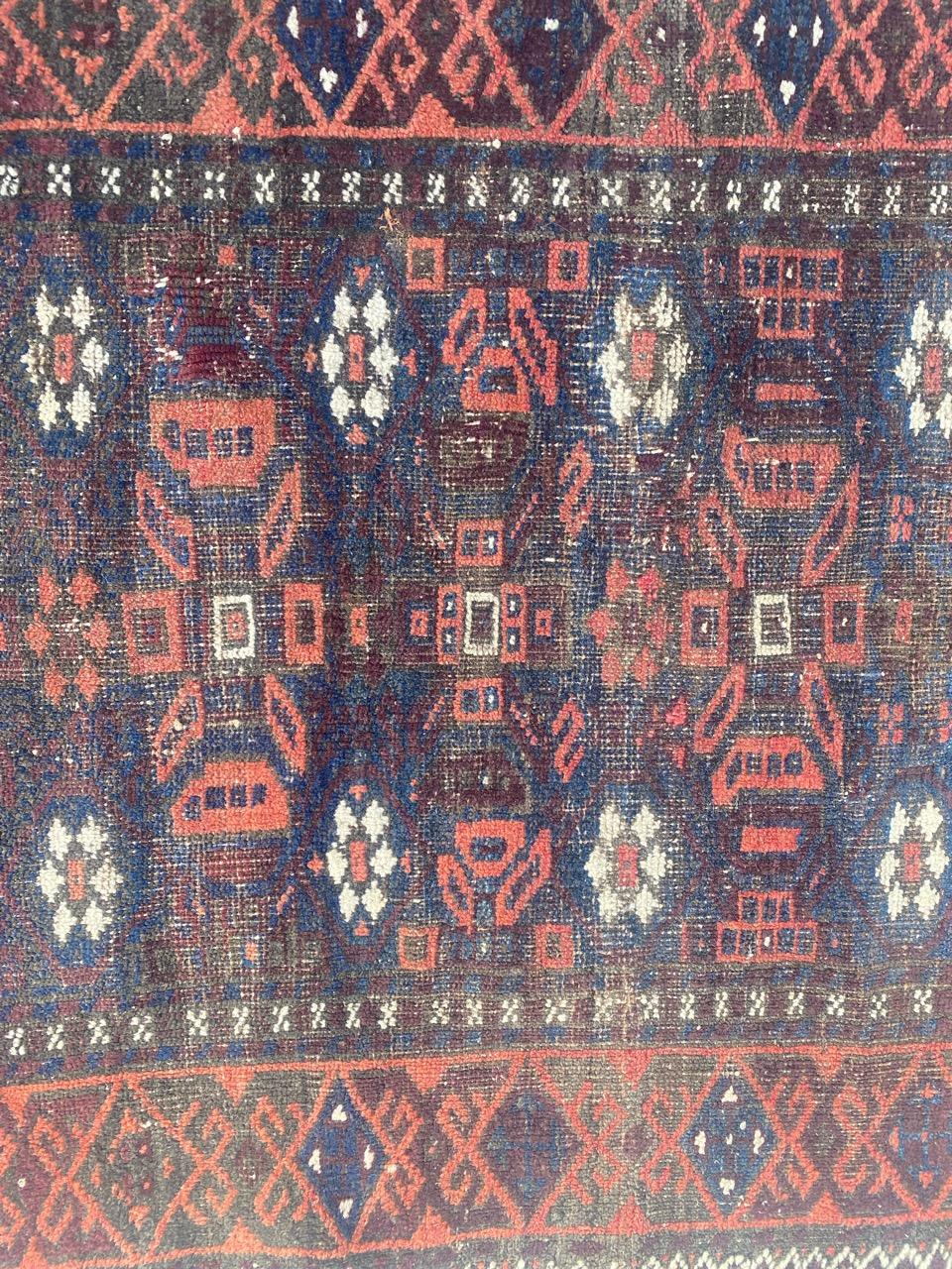 Tribal Bobyrug’s Antique Turkmen Baluch Rug For Sale