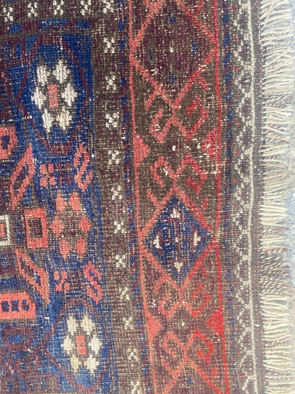 Hand-Knotted Bobyrug’s Antique Turkmen Baluch Rug For Sale