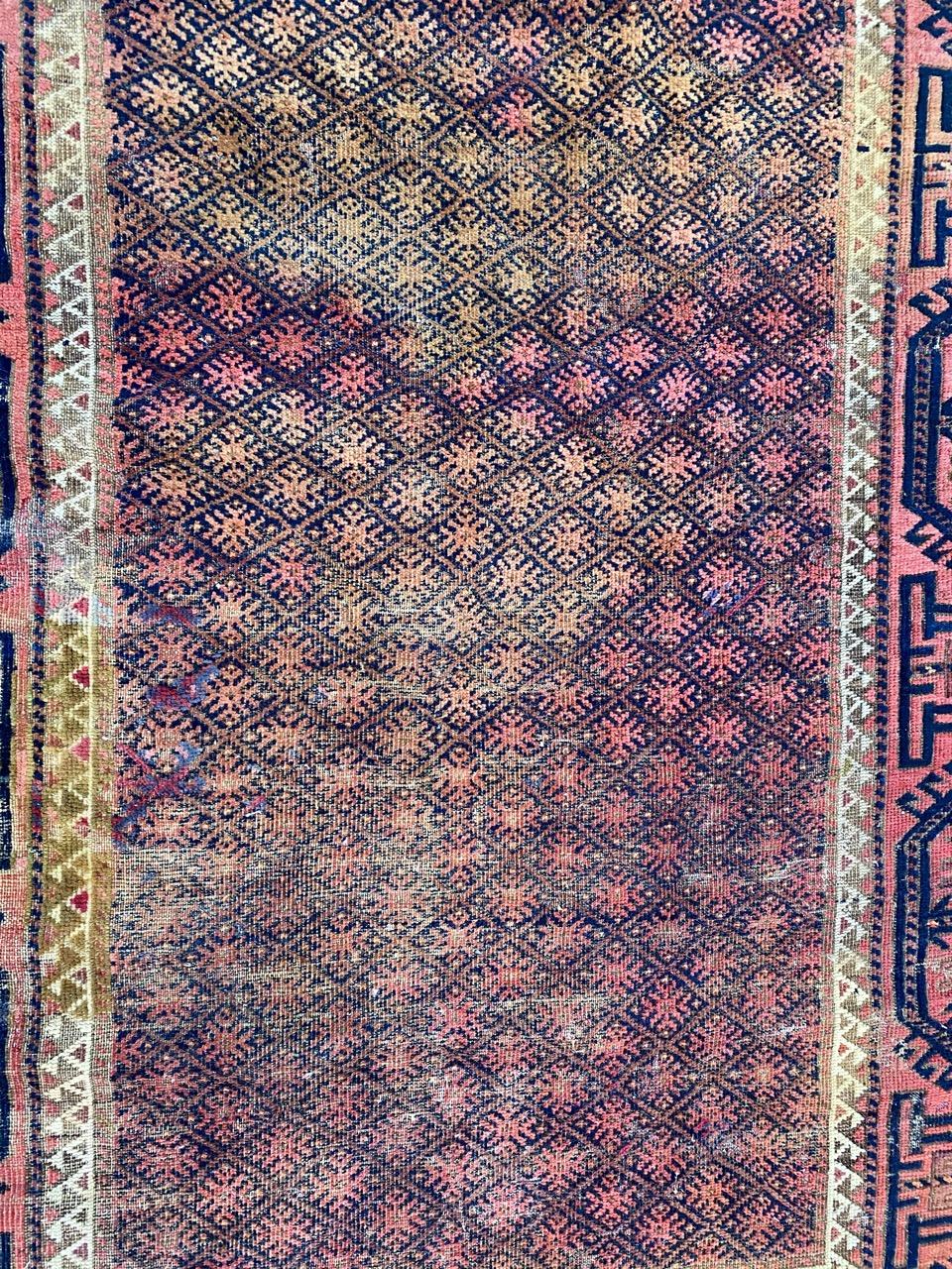 19th Century Antique Turkmen Baluch Rug For Sale