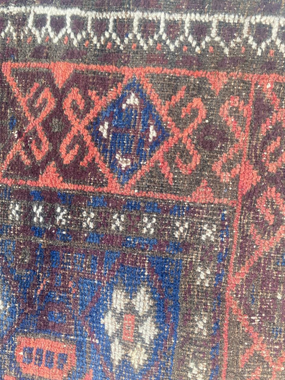 Wool Bobyrug’s Antique Turkmen Baluch Rug For Sale