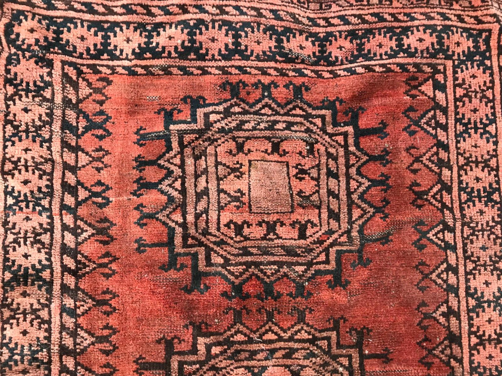 Hand-Knotted Antique Turkmen Belutch Afghan Rug For Sale